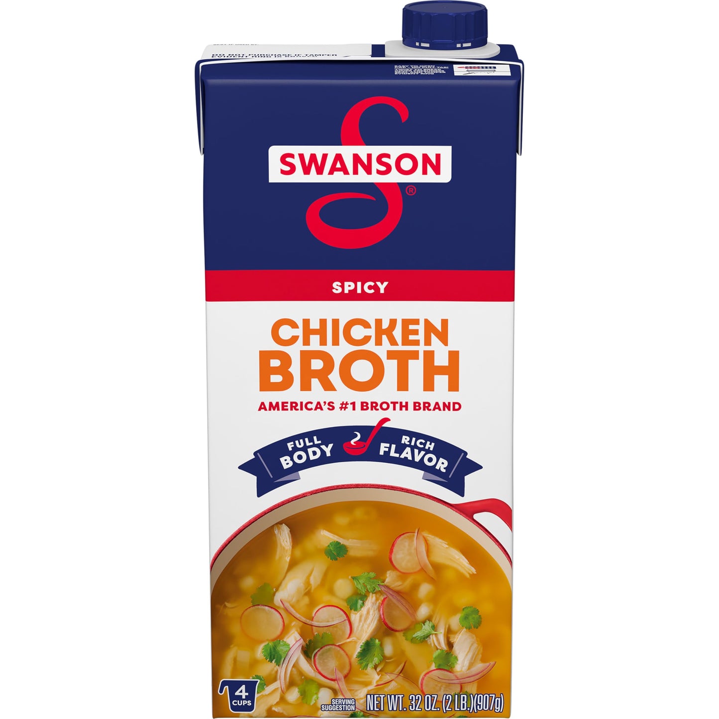 SWANSON S Spicy Chicken Broth, 32 oz Carton