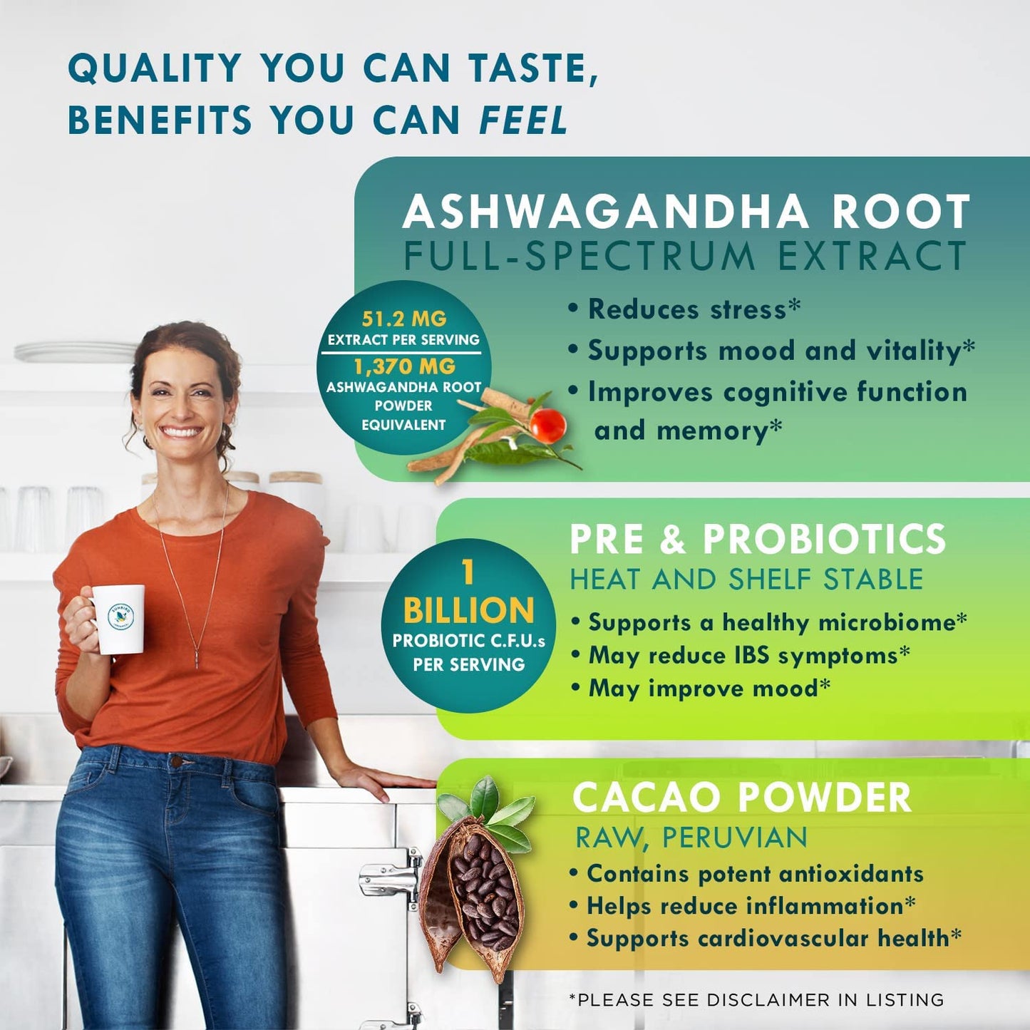 Sunbird Organics Chocolate Powder Smoothie Mix with Probiotics & Prebiotic Fiber, 8 Ounce