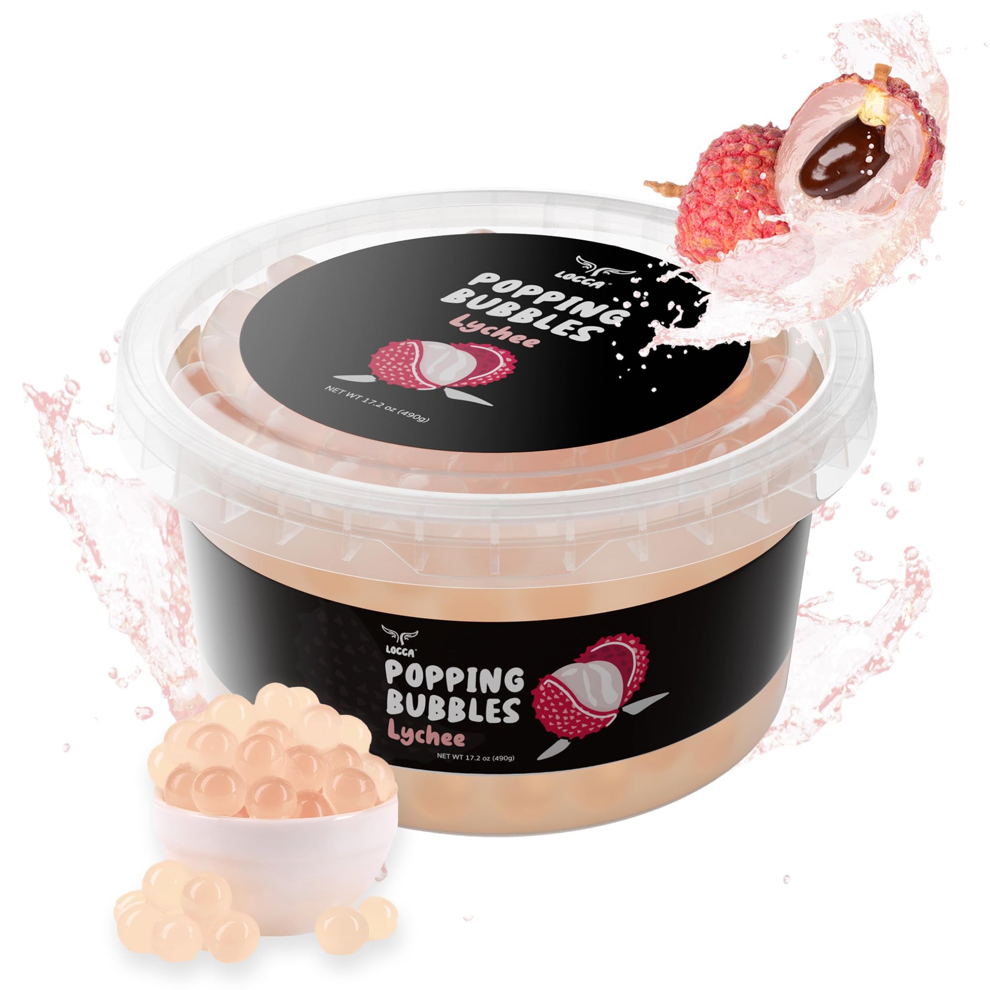 Lychee Popping Boba Pearls, Premium Boba Popping Pearls With Real Fruit Juice Bursting Boba Pearls Popping Bubbles Instant Tapio