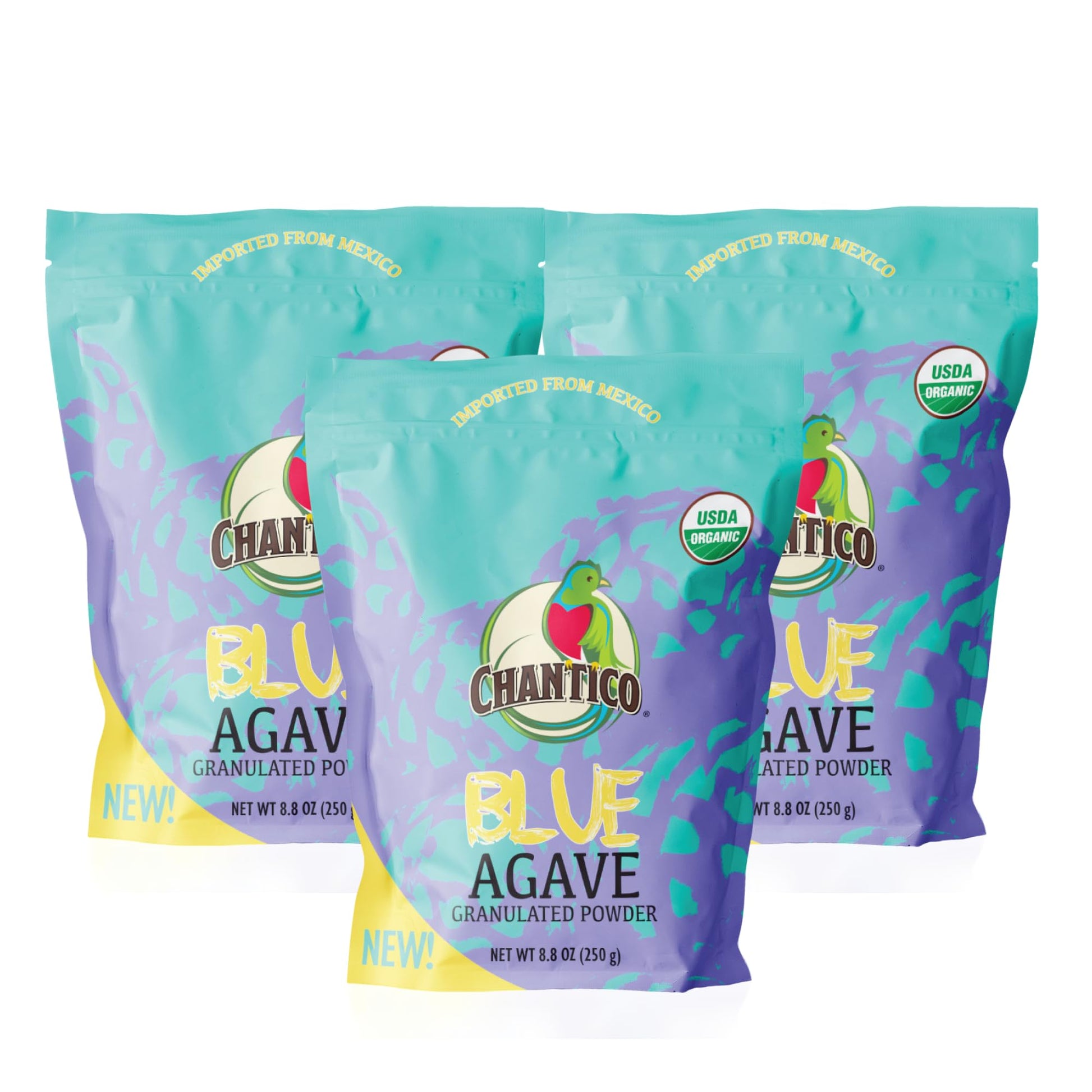 Chantico Agave Powder Sweetener, Low Glycemic, Keto-Friendly, 3 Pack of 250g Each