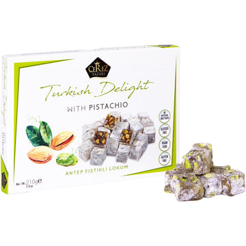 Cerez Pazari Turkish Delight Pistachio Candy Gourmet Premium Vegan Sweets Small Gift Box 7.4Oz | Sweet Luxury Traditional Confec