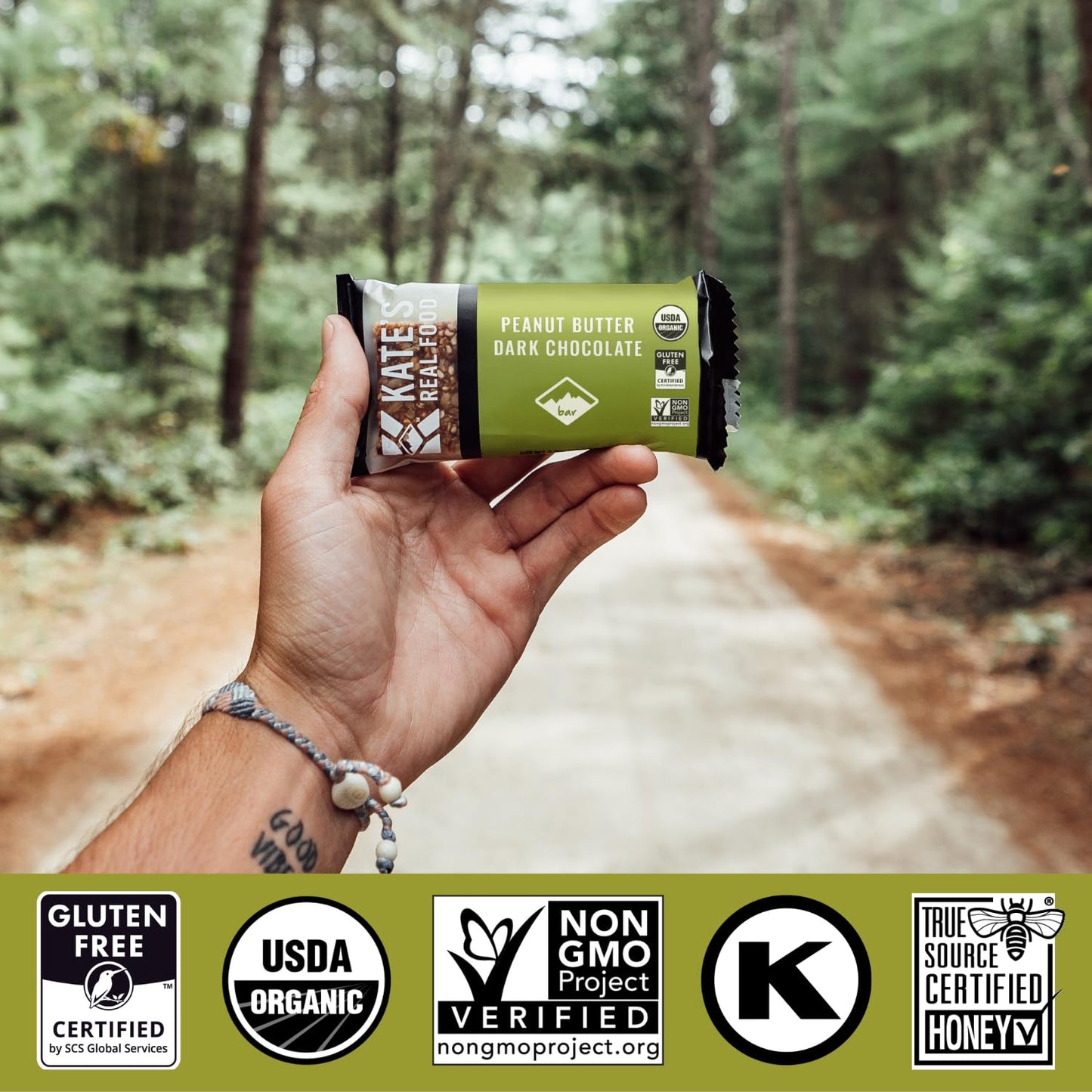 Kates Real Food Organic Energy Bars, Non-GMO, All-Natural Ingredients, Gluten-Free and Soy-Free Healthy Snack with Natural Flavo