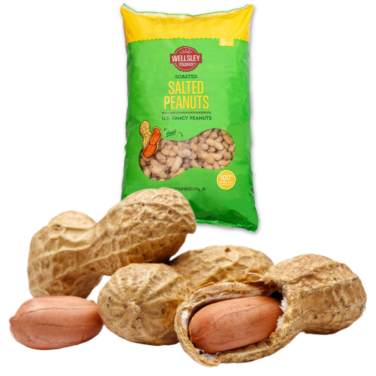 Wellsley Farms Salted & Roasted In-Shell Peanuts, 80.0 Ounce (5 lbs)