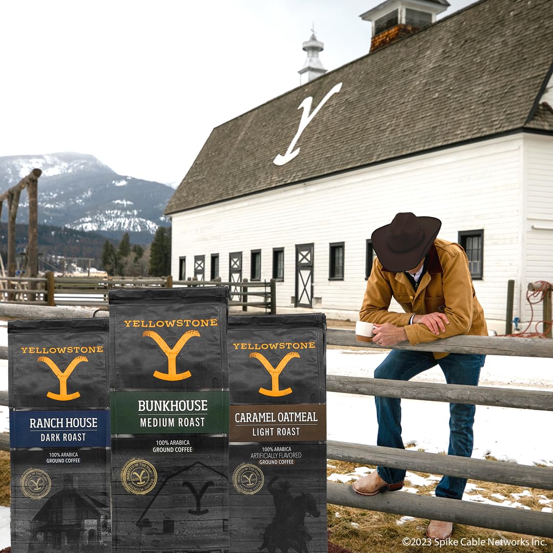 Y Yellowstone Caramel Oatmeal Light Roast Coffee, 100% Arabica, 36 oz. Ground Coffee, Pack of 3
