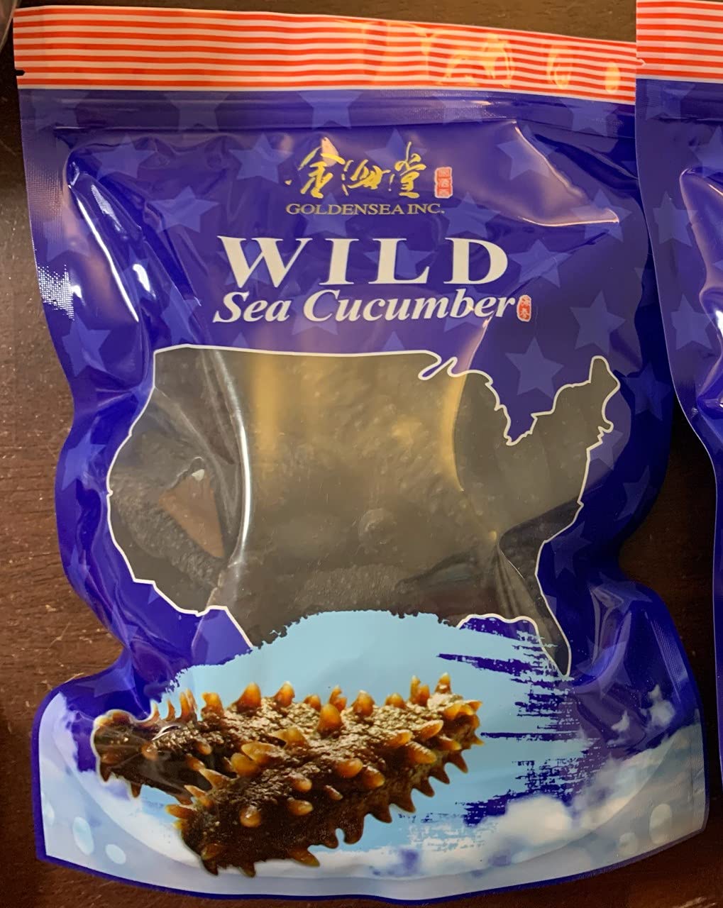 Goldensea-16Oz-Dried Wild Sea Cucumber  Black Pin Atlantic Sea Cucumber  ???-??????  ????? ???(??) Holothuria Mammata  High Standardaaa (Mix Size) 1Lb