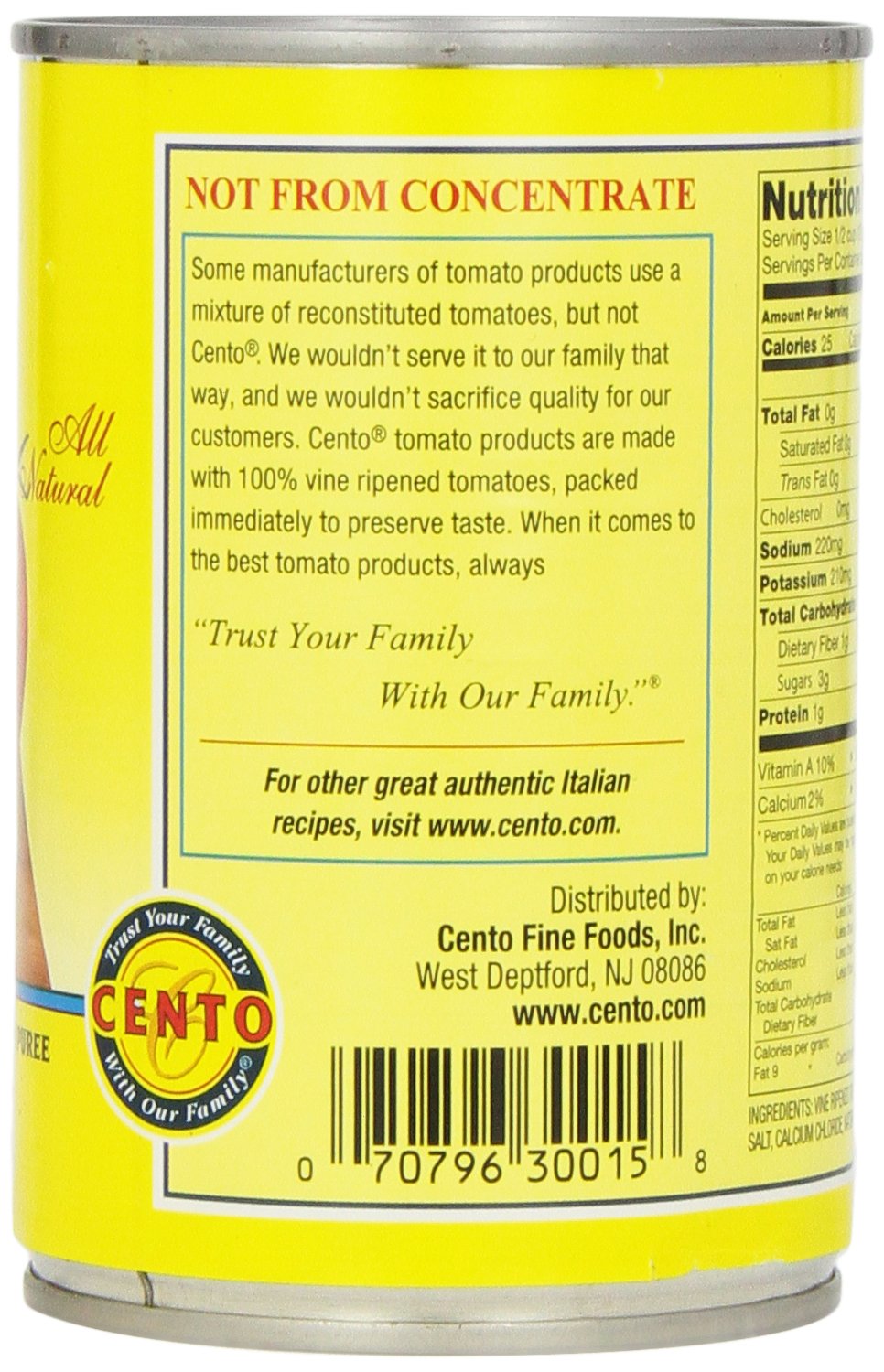 Cento Petite Diced Tomatoes, 14.5 oz Cans, Pack of 12