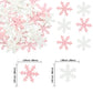 Gyufise 50Pcs Pink Edible Cupcake Toppers, Snowflake Cake Decorations, Rice Paper, 1.7 x 1.7, Christmas Winter Party Supply