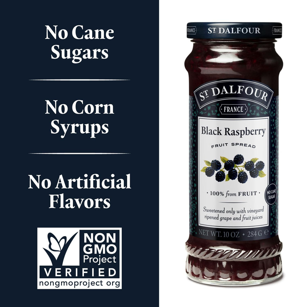 St. Dalfour Black Raspberry Fruit Spread - 10Oz - 100% From Fruit, No Artificial Ingredients, Non-Gmo, No Cane Sugars, All Natur