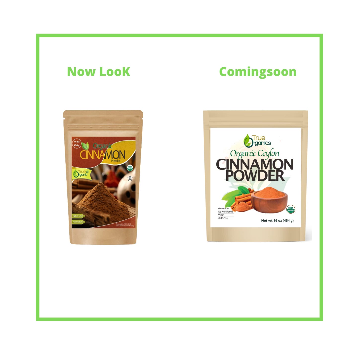 True Organic Ceylon Cinnamon Powder  1 lb  Gluten Free  USDA & Kosher Certified  Organic Cinnamon powder  Ground Cinnamon  Non-GMO  Ceylon enhanced Quality