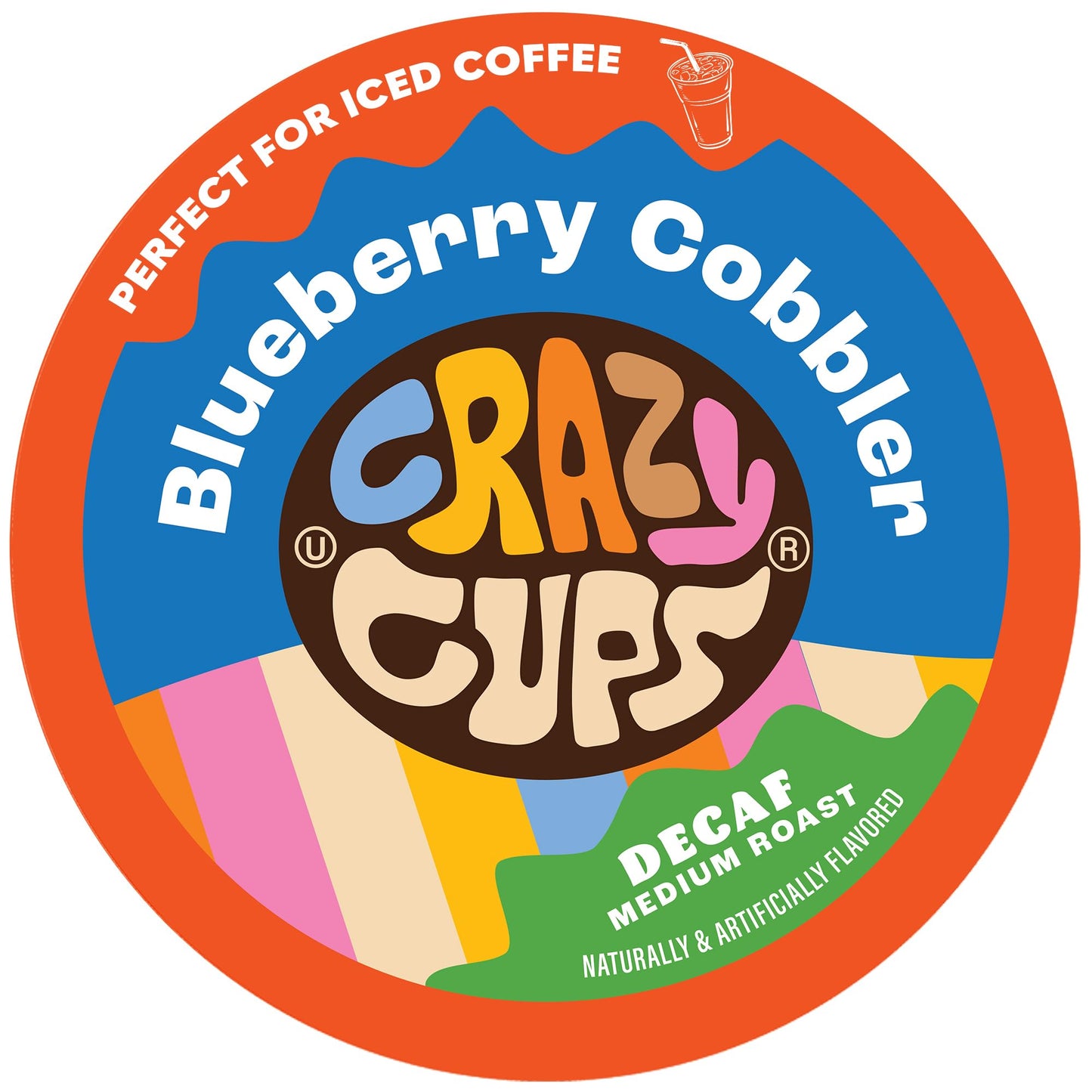 Crazy Cups Decaf Flavored Coffee Pods, Blueberry Cobbler, 22 Count, Compatible with Keurig K-Cup Machines
