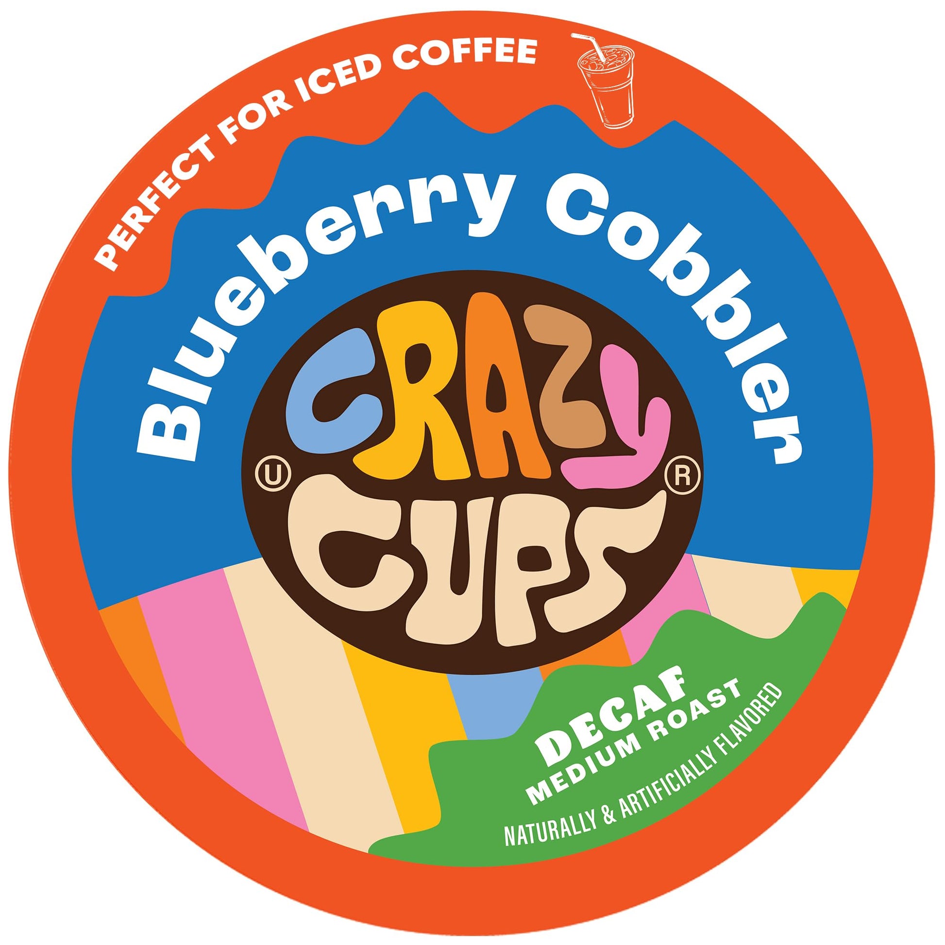 Crazy Cups Decaf Flavored Coffee Pods, Blueberry Cobbler, 22 Count, Compatible with Keurig K-Cup Machines
