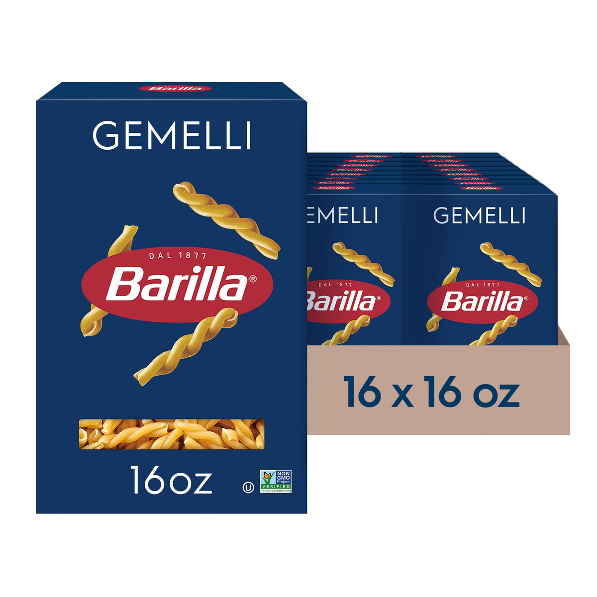 Barilla Gemelli Pasta, 16 Oz. Box (Pack Of 16) - Non-Gmo Pasta Made With Durum Wheat Semolina - Kosher Certified Pasta