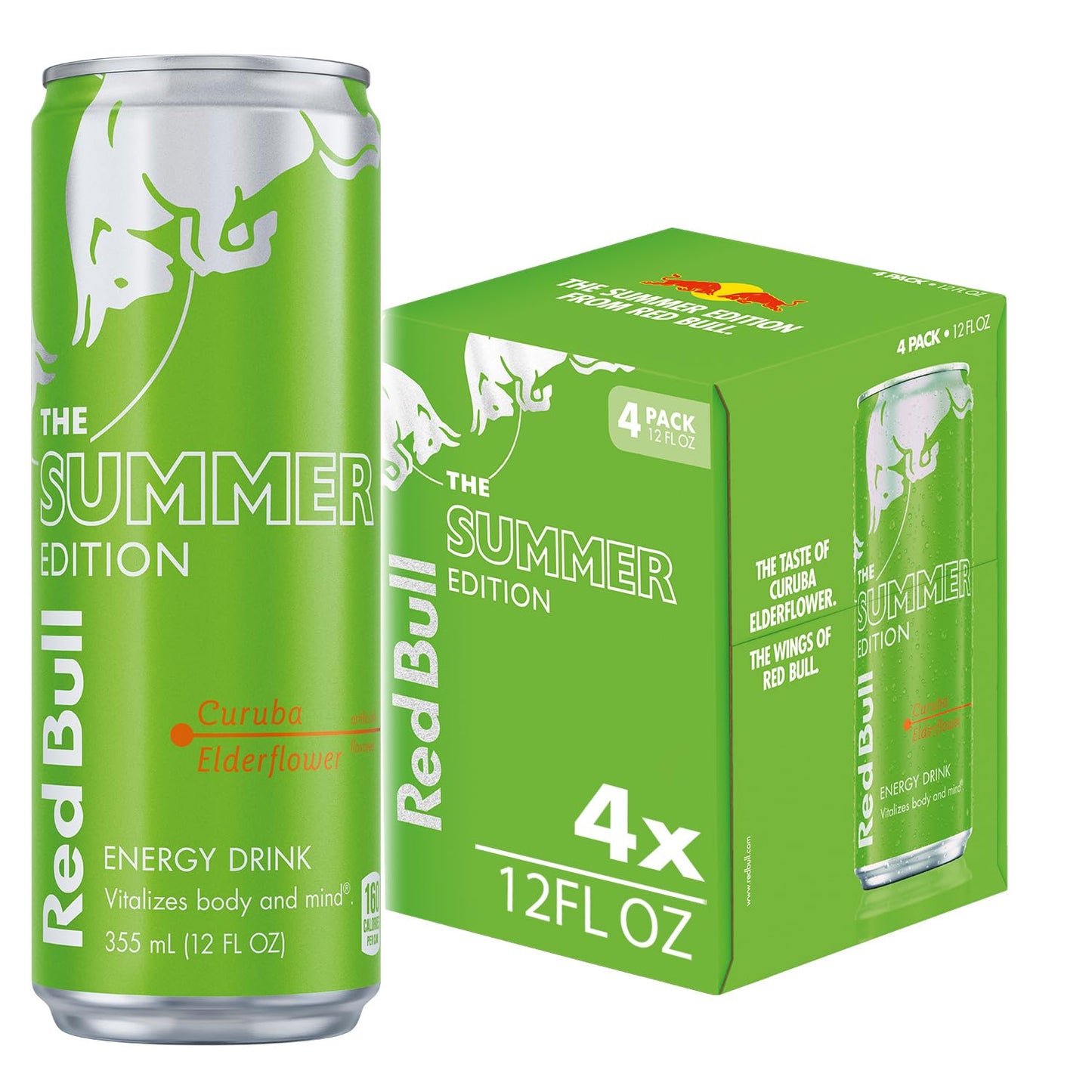 Red Bull Green Edition Curuba Elderflower Energy Drink, 12 Fl Oz, 4pk, Model RB242814