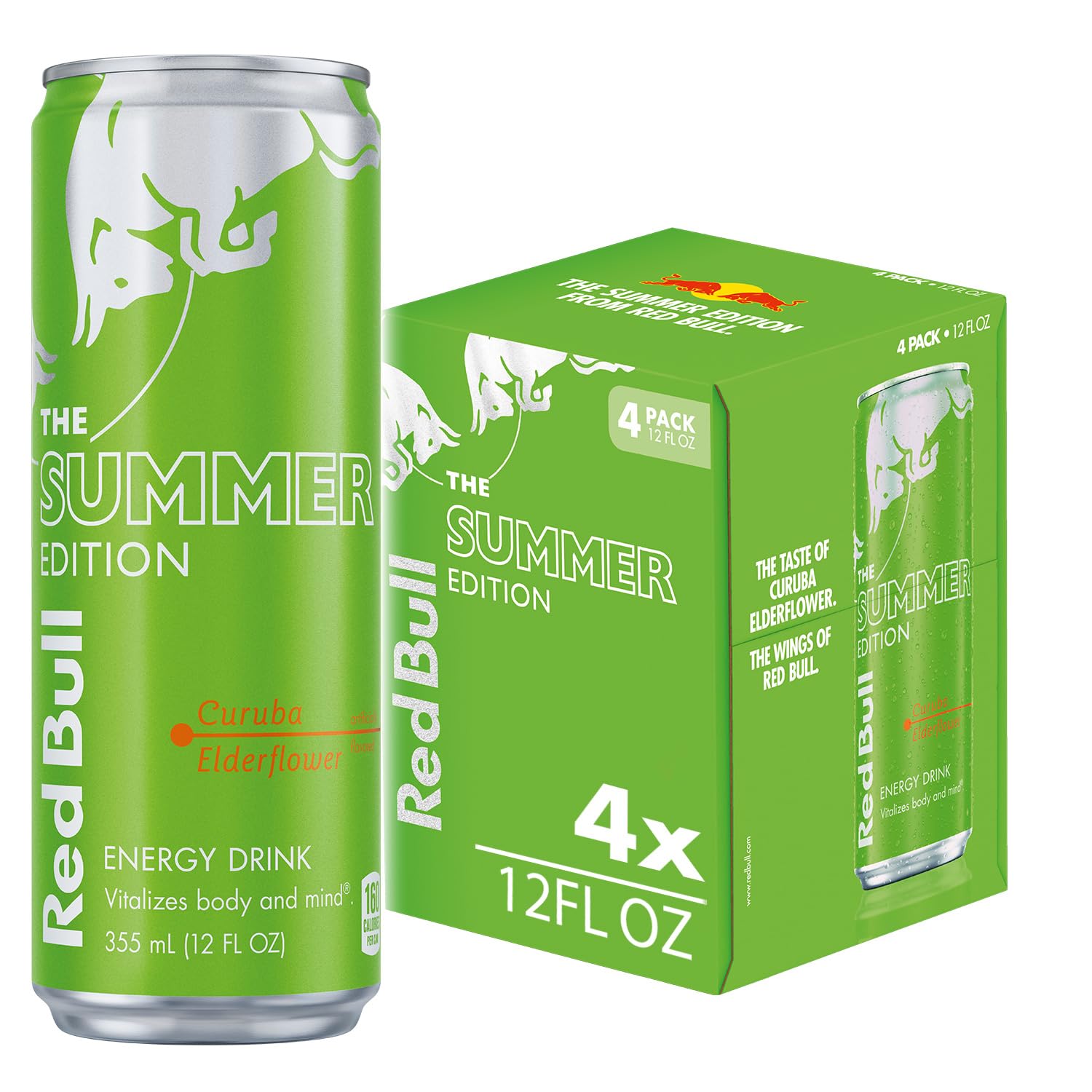 Red Bull Green Edition Curuba Elderflower Energy Drink, 12 Fl Oz, 4pk, Model RB242814