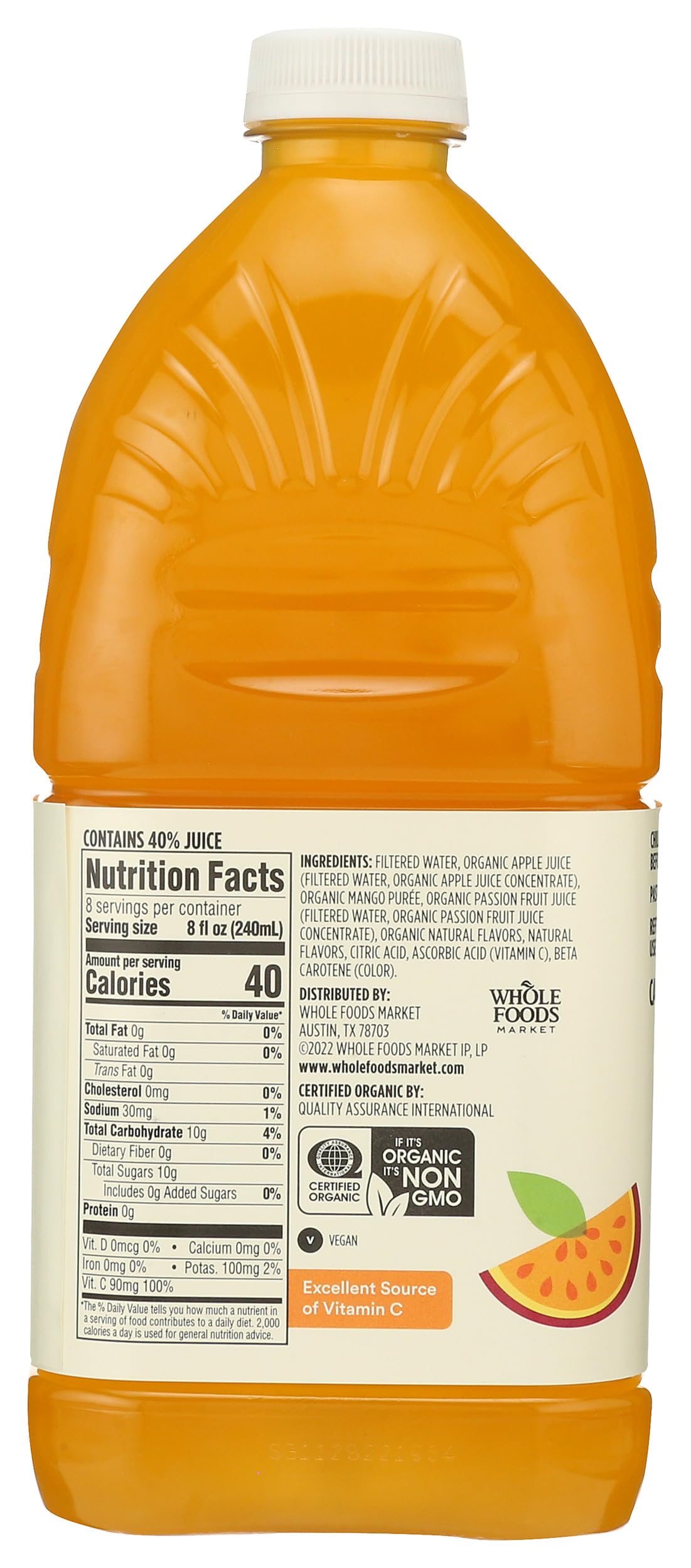 365 by Whole Foods Market  Organic Mango Passionfruit Juice  Reduced Sugar  64 Fl Oz