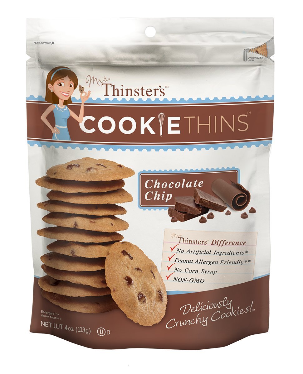 Thinsters Cookie Thins Chocolate Chip, Non GMO, Peanut Free, 4 Ounce