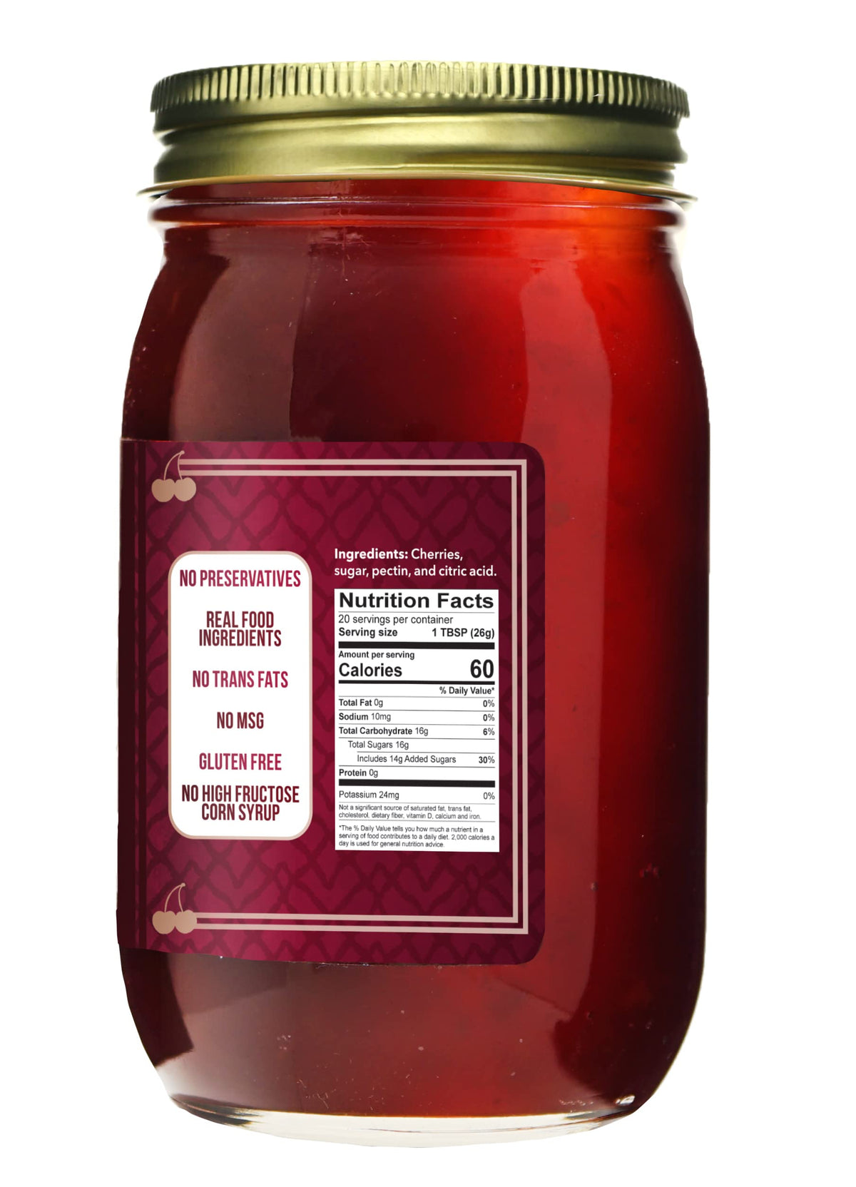 Green Jay Gourmet Cherry Butter - All-Natural, Gluten-Free Fruit Spread - Cherry Spread with Fresh Cherries - Gourmet Fruit Butt