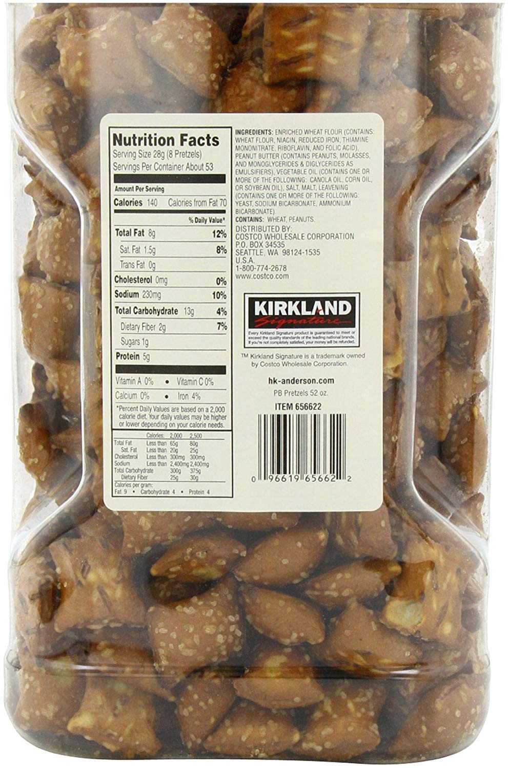 Kirkland Signature Peanut Butter Pretzel, 4 Packages (52 Ounce)