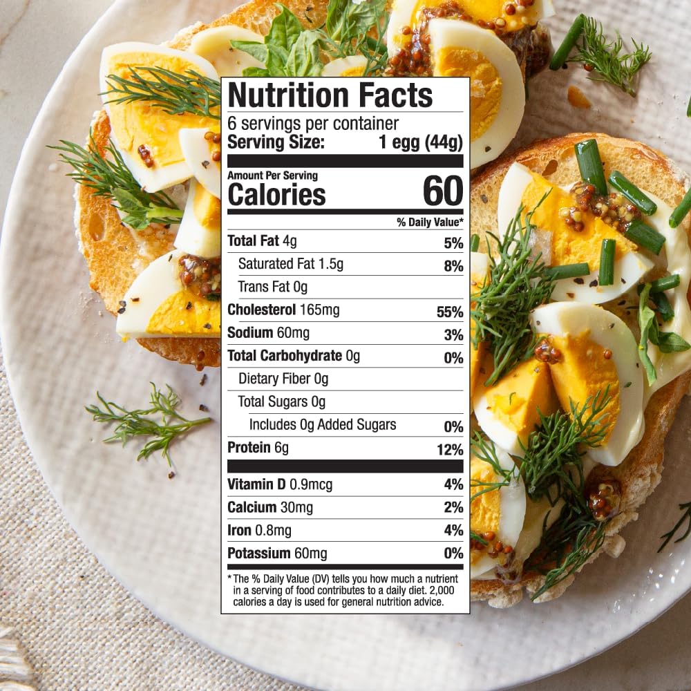 Vital Farms Organic Pasture-Raised Hard-Boiled Eggs Resealable Bag, 6 Ct