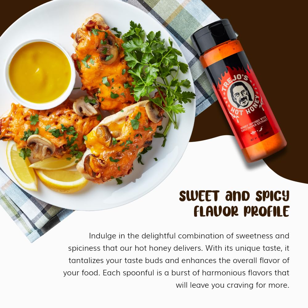 Trejo'S Tacos Hot Honey | Sweet And Spicy Honey Hot Sauce | Infused With Chili Pepper Extract | Great For Topping Or Dipping Sau