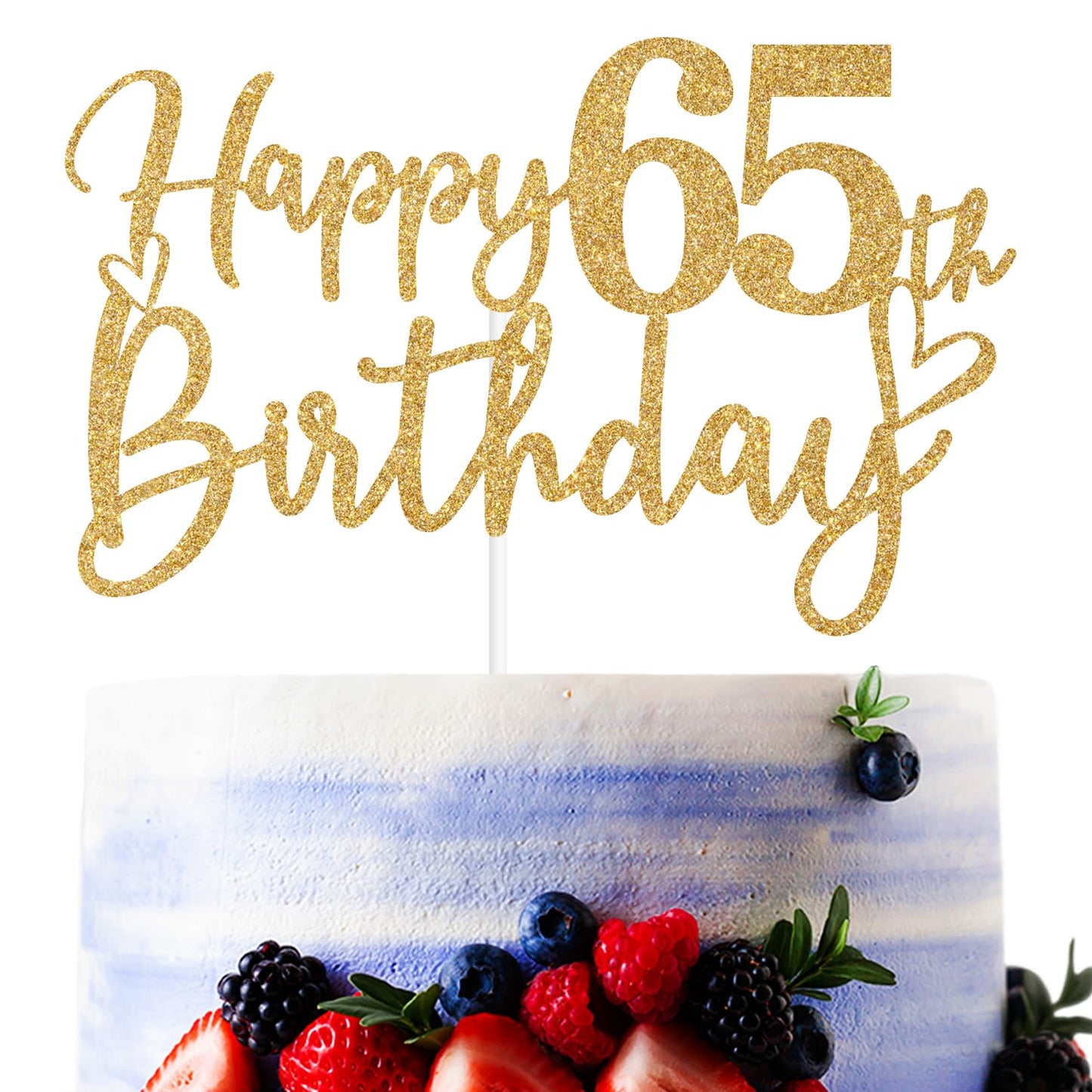 Sriburcio Gold Glitter 65th Birthday Cake Topper, Cheers to 65 Years, Model SH--1105