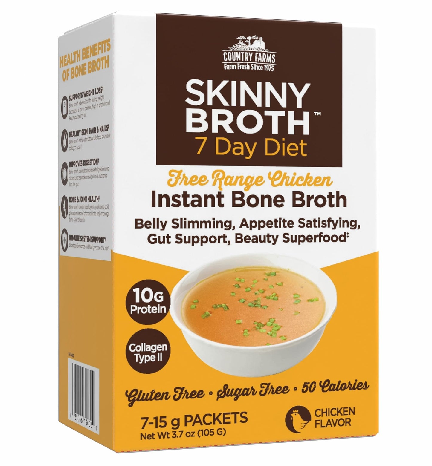 COUNTRY FARMS Instant Chicken Bone Broth, 10G Protein, 3.7 Ounce Pack
