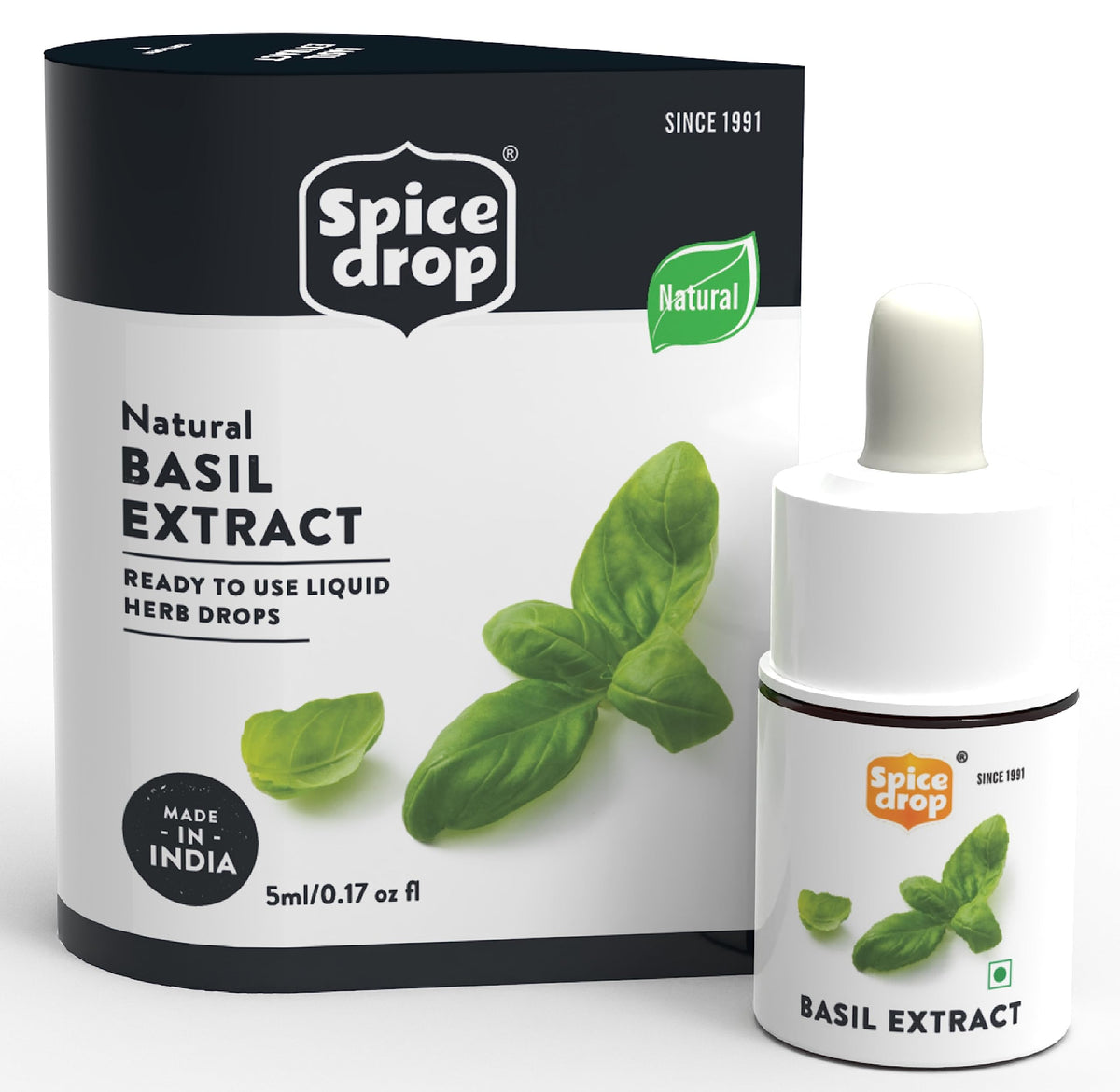 Spice Drop Basil Extract | 100% Natural | For Soup, Pasta, Pizza, Spaghetti, Gourmet Dishes | 0.17Oz (180 Drops) | Natural Herb Extract | Authentic Flavor | Vegan | Keto & Paleo Friendly | Non-Gmo | Squeeze, Drop And Stir