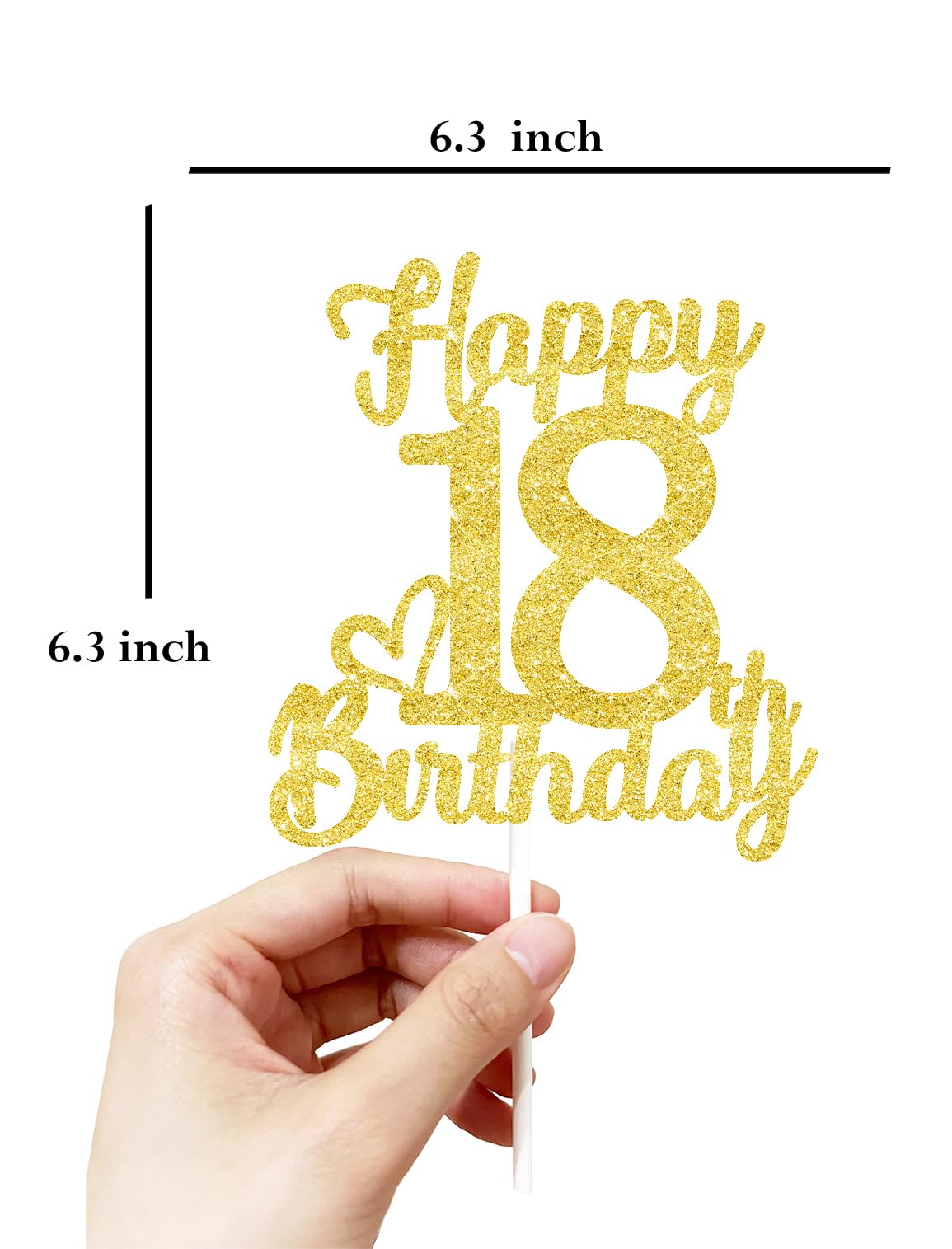 18 Birthday Cake Toppers-Gold Glitter, 18Th Cake Topper For Boy,18 Cake Topper For Girl, 18Th Birthday Decorations,18Th Birthday