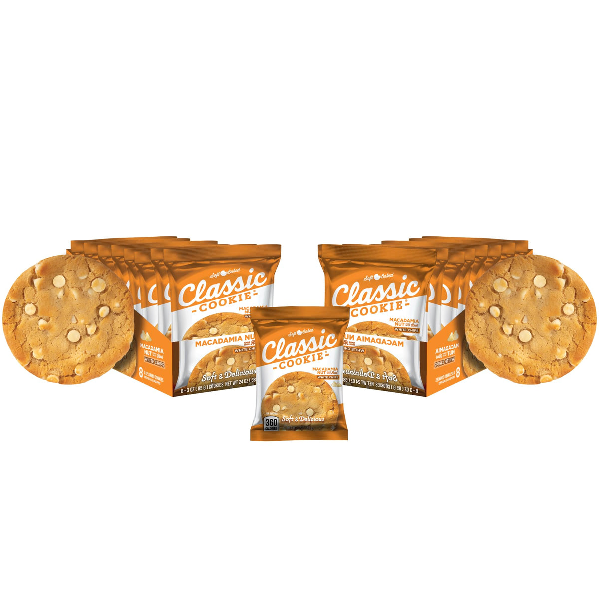 Classic Cookie Soft Baked Macadamia Nut Cookies Made With White Chocolate Chips  2 Boxes  16 Individually Wrapped Cookies