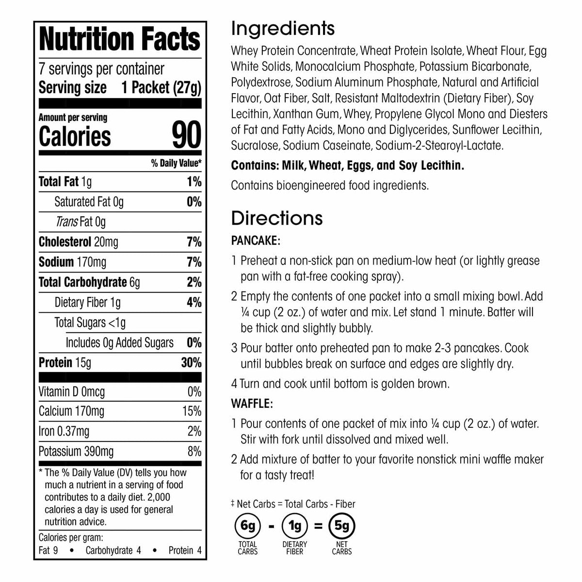 Wonderslim Protein Pancake & Waffle Mix, Original, Low Sugar & Low Calorie (7ct)