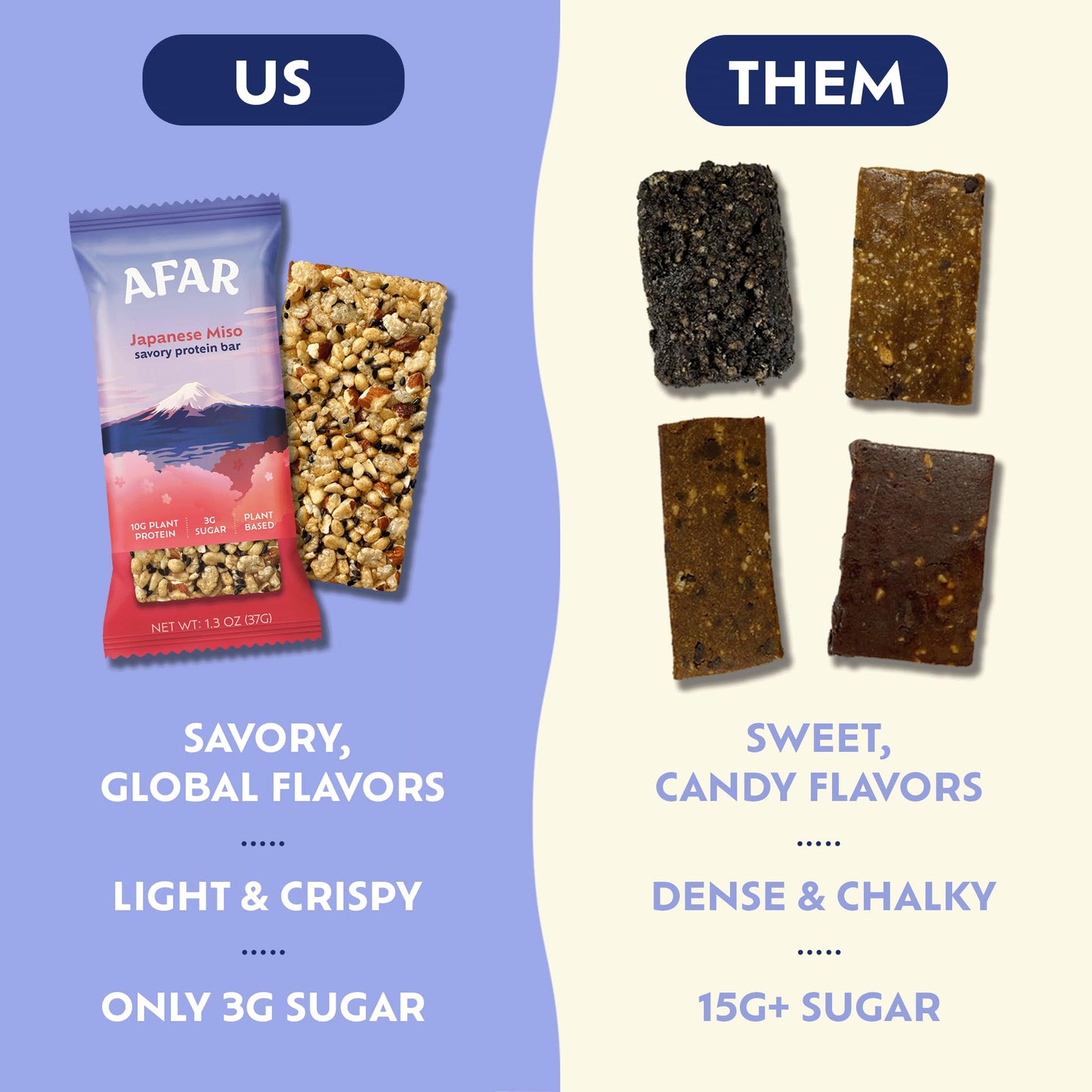Afar Savory Protein Bars - Low Sugar, High Protein, Vegan, Gluten Free - Meal Replacement - 8 Bars