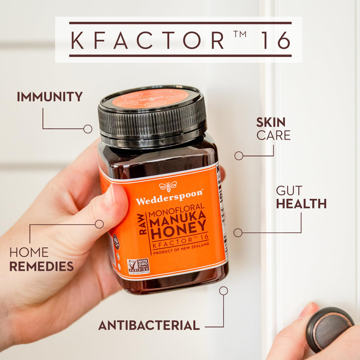 Wedderspoon Raw Premium Manuka Honey, Kfactor 16, 35.2 Oz, Unpasteurized, Genuine New Zealand Honey, Traceable From Our Hives To