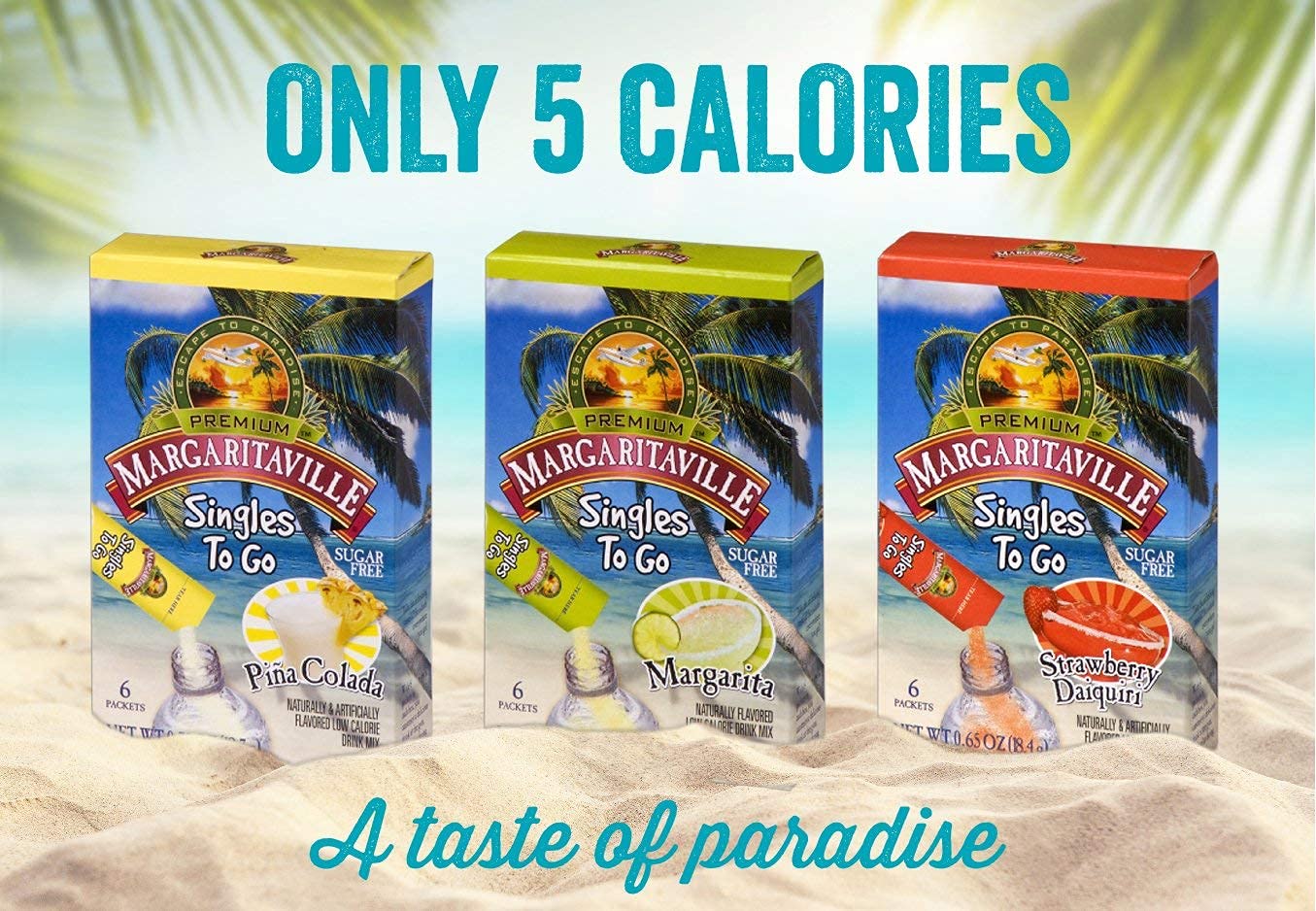 Margaritaville Singles To Go Strawberry Daiquiri Water Drink Mix - Non-  ic Powder Sticks, 36 Servings, 3.9 Ounce (Pack of 6)