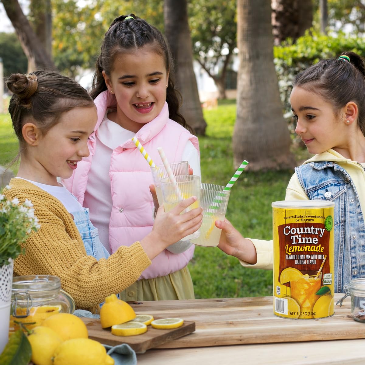 Powdered Lemonade Drink Mix- Countrytime Refreshing Lemonade Mix Powder Drink With Other Natural Flavor - Packaged In Resealable Canister With Easy Measure Scoop, 5Lb Bucket, 2 Pack (Total 10.3Lb)
