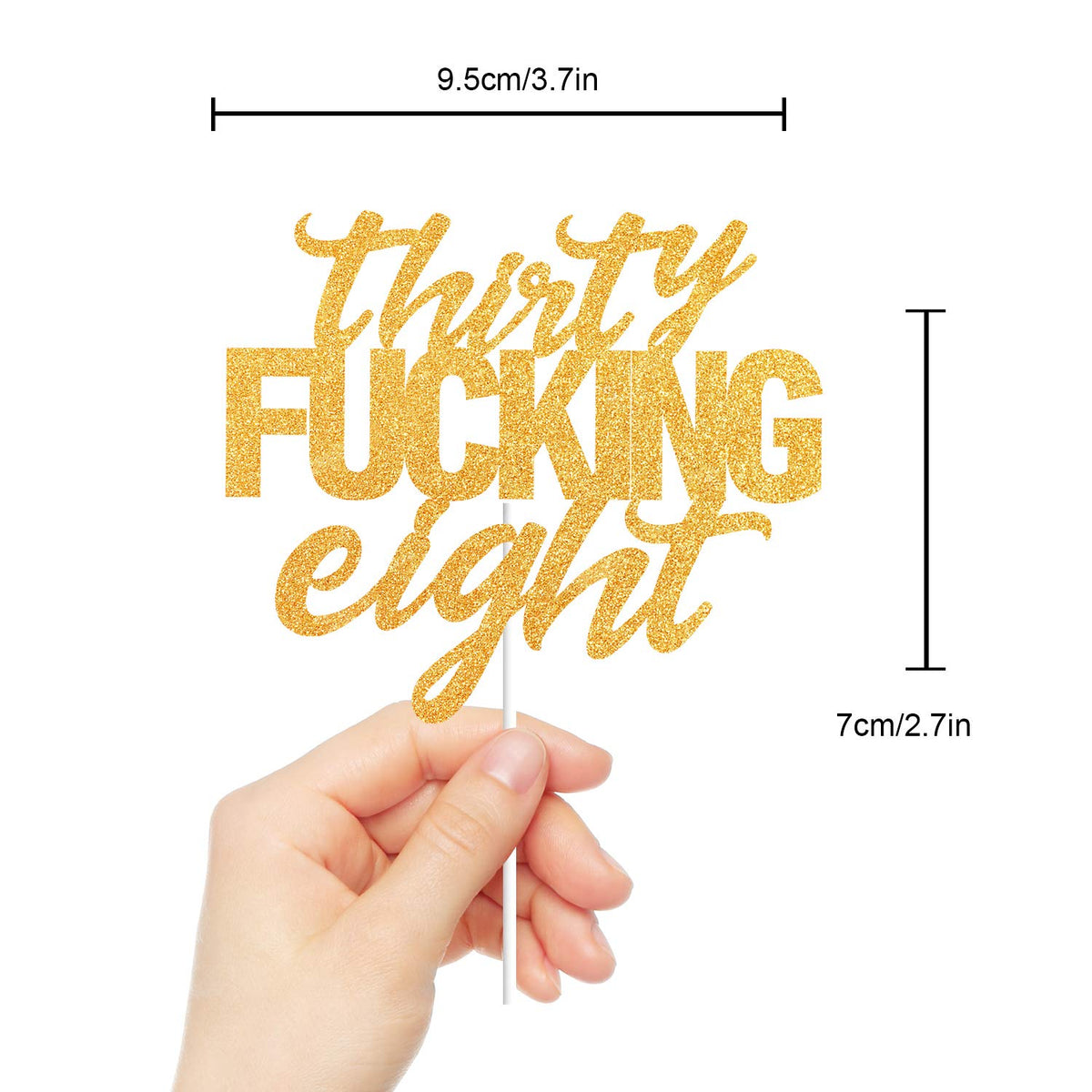 LINGBOOM Gold Glitter Cake Toppers for 38th Birthday Party Decorations, Size 38