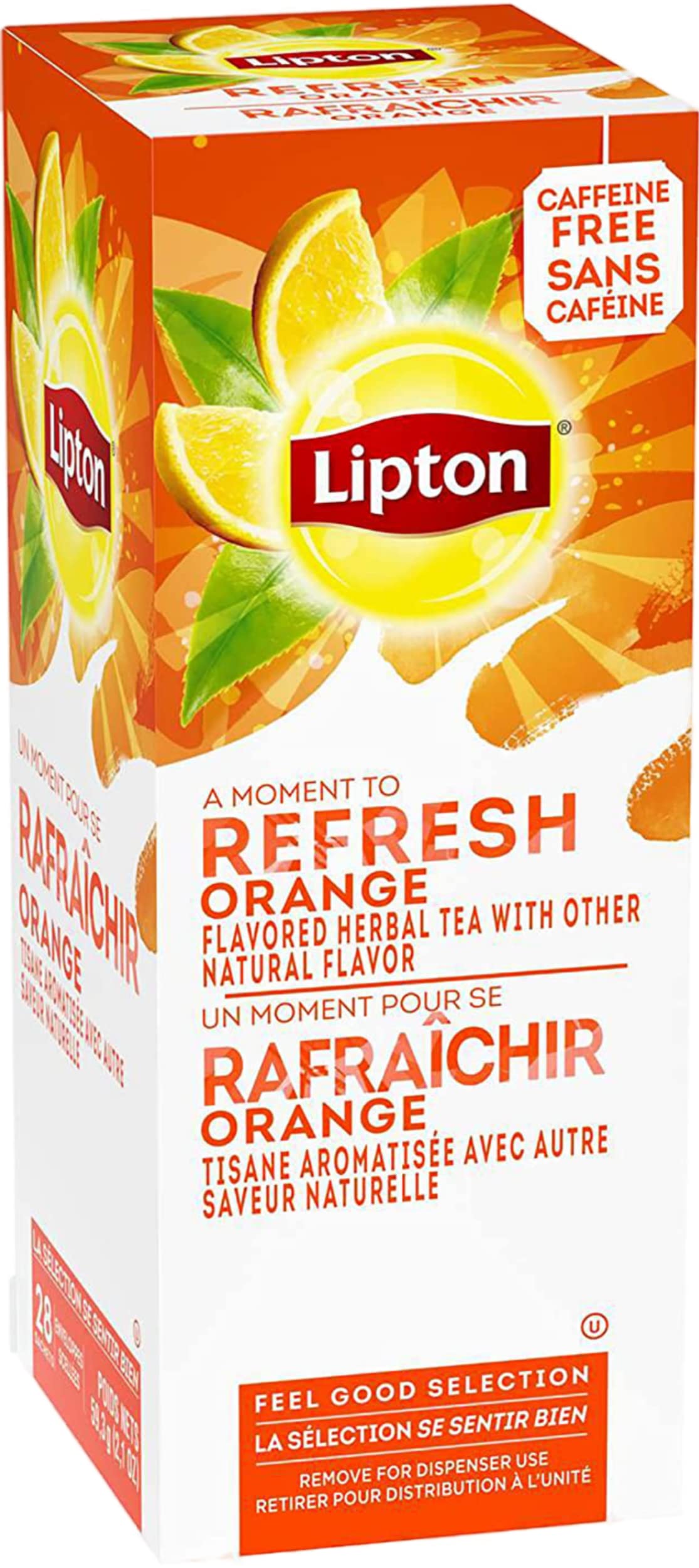 Lipton Caffeine Free Orange Herbal Tea, 28 Tea Bags, 2.1oz Box (Pack of 3)