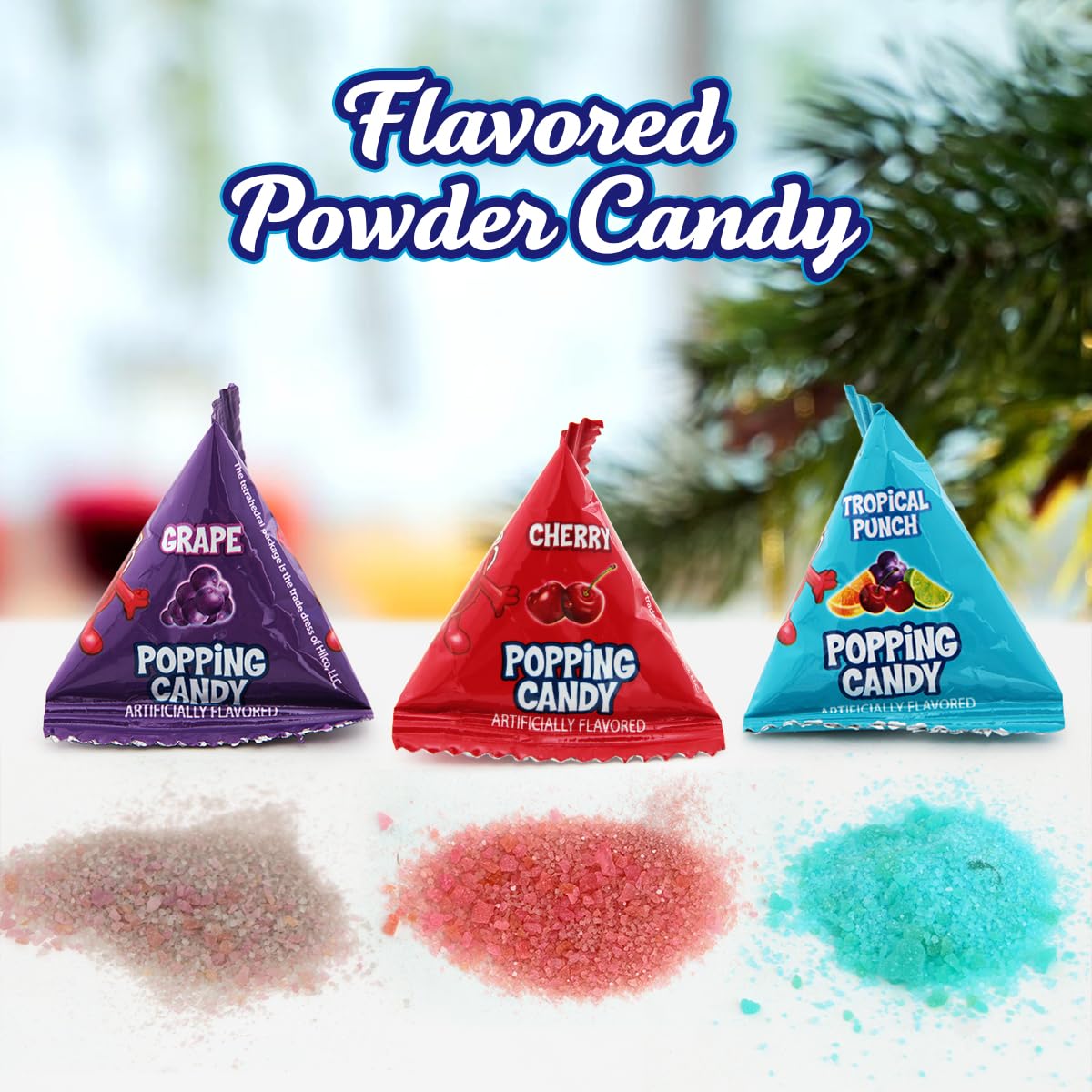 Popping Candy, 3 Fruity Flavors (Tropical Punch, Cherry, Grape), 80-Count Bag, Individually Wrapped - Perfect For Trick-Or-Treat