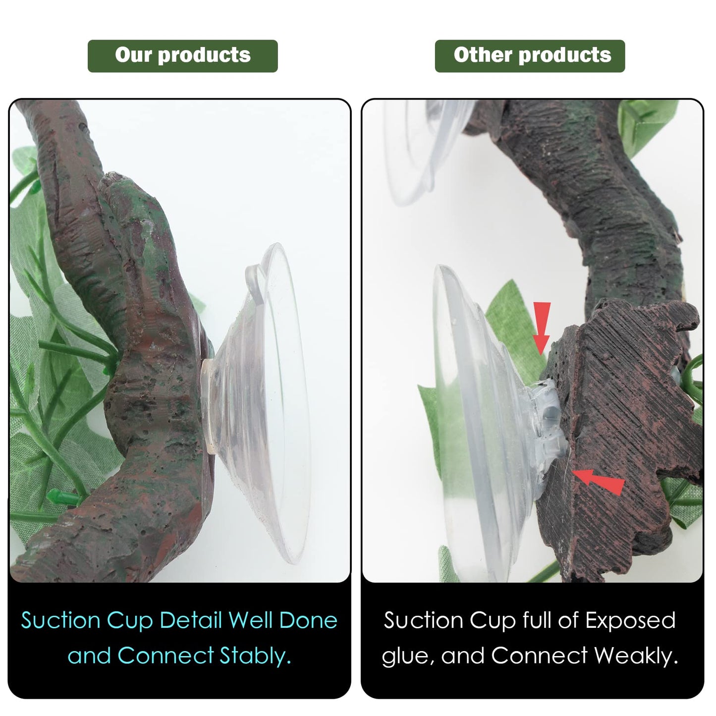 Aqua Kt Reptile Corner Branch Terrarium Plant Decoration With Suction Cup For Amphibian Lizard Snake Climbing