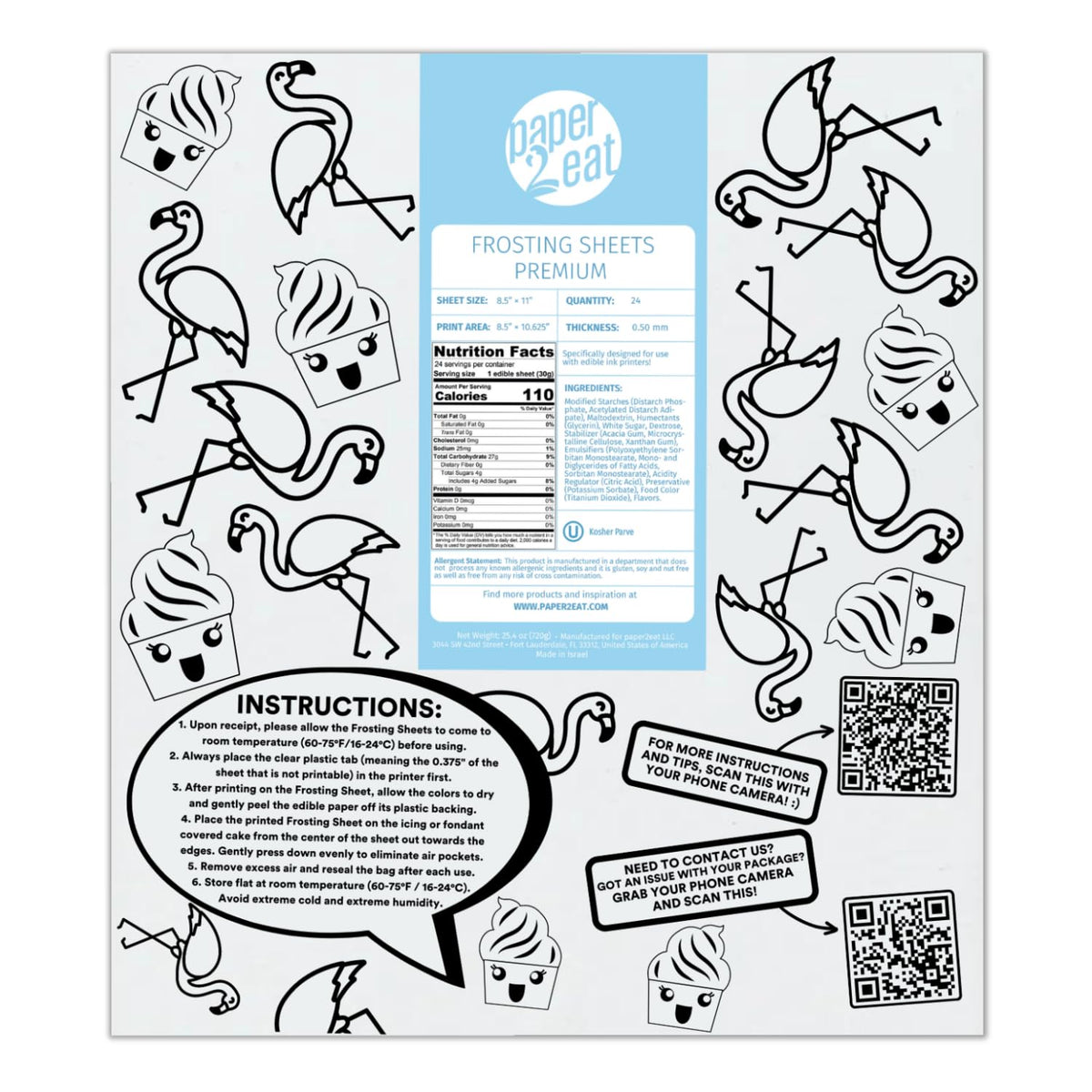 Paper2Eat Frosting Sheets Premium (Icing Sheets) 8.5 X 11 - 24 Count - White Edible Printer Paper
