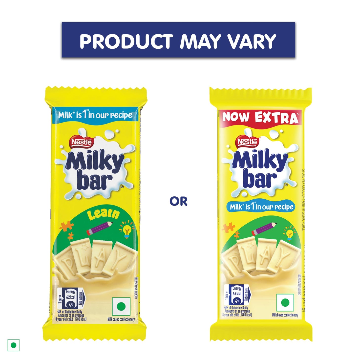 Milkybar Creamy White Chocolate Tablet Bar, 60 Units X 12.5Gm Each - 750Gm, Box (Product Weight May Vary Upwards)