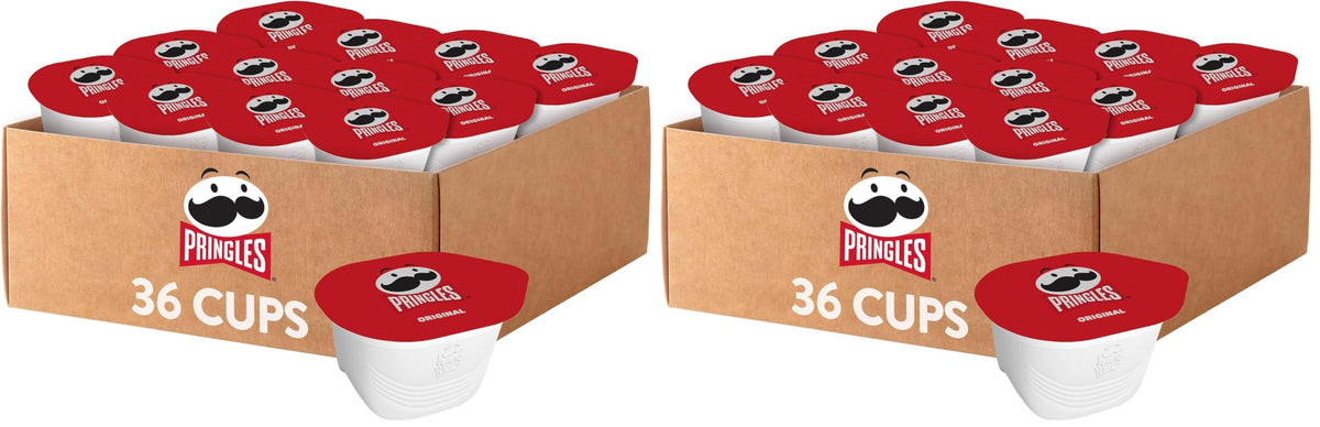 Pringles Potato Crisps Chips, Lunch Snacks, On-the-Go Snacks, Original (36 Cups) (Pack of 2)