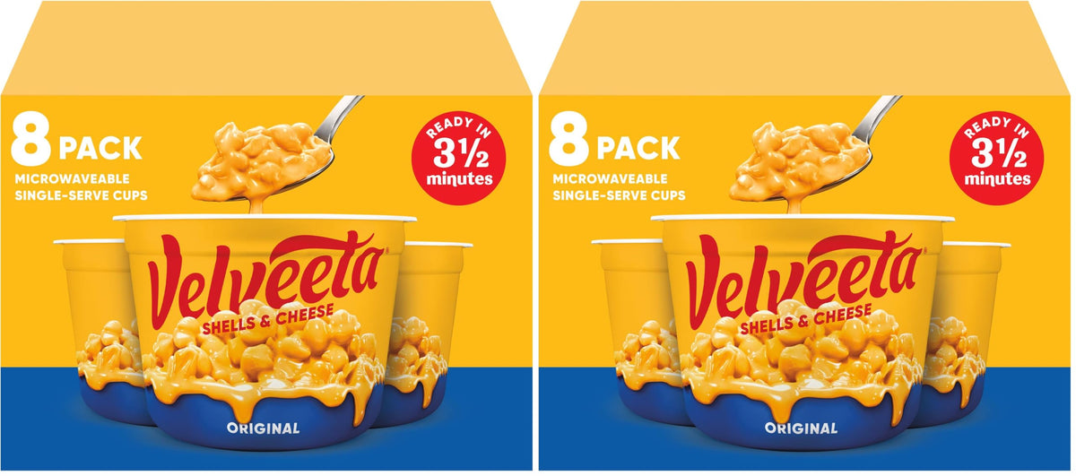 Velveeta Shells & Cheese Original Microwavable Macaroni and Cheese Cups (8 ct Pack, 2.39 oz Cups) (Pack of 2)