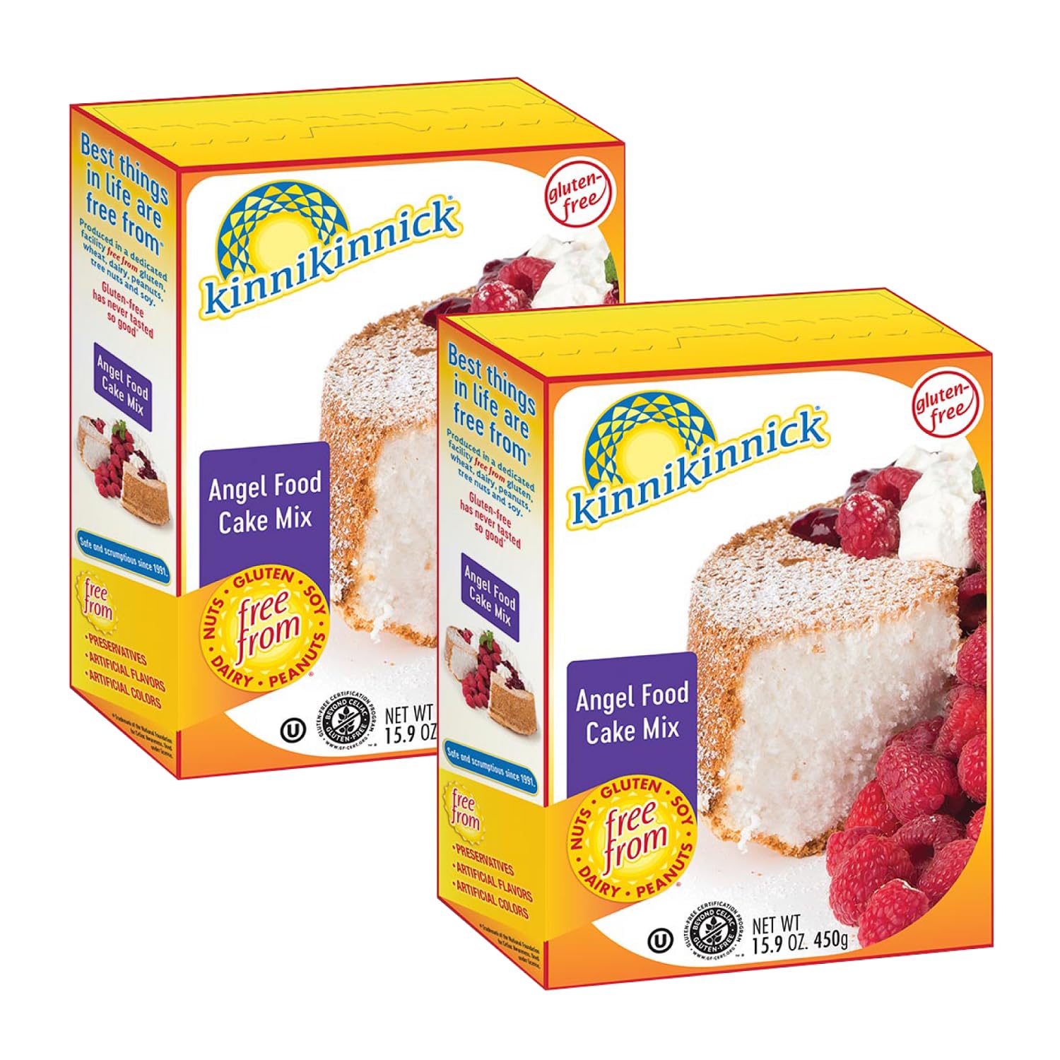 Kinnikinnick Angel Food Cake Mix - Gluten Free, Allergy Friendly - 15.9 oz Boxes - 2 Pack