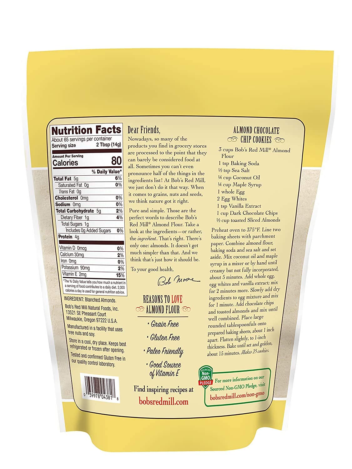 Bob 'S Red Mill Flour Almond Blanched Size 32 Oz,(Pack - 4)