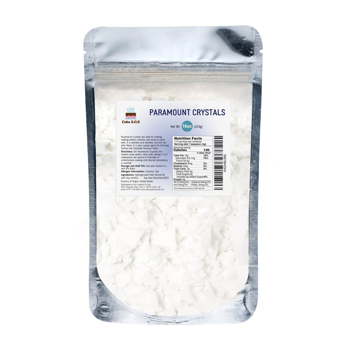 Paramount Crystals for Melting Chocolate, Carob, Candy Melts & Yogurt Coatings (16-ounces Bag)