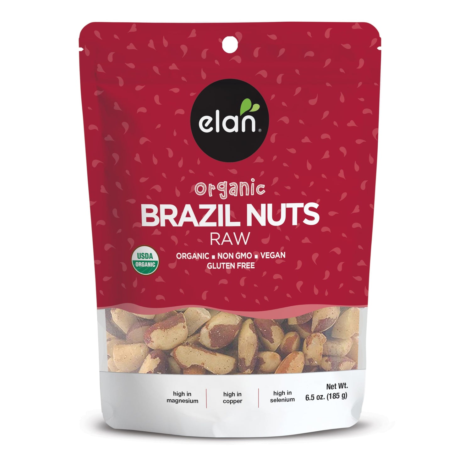 Elan Organic Raw Brazil Nuts, 6.5 oz, Whole Nuts, No Shell, NonGMO, Vegan, GlutenFree, Kosher, Healthy Snacks