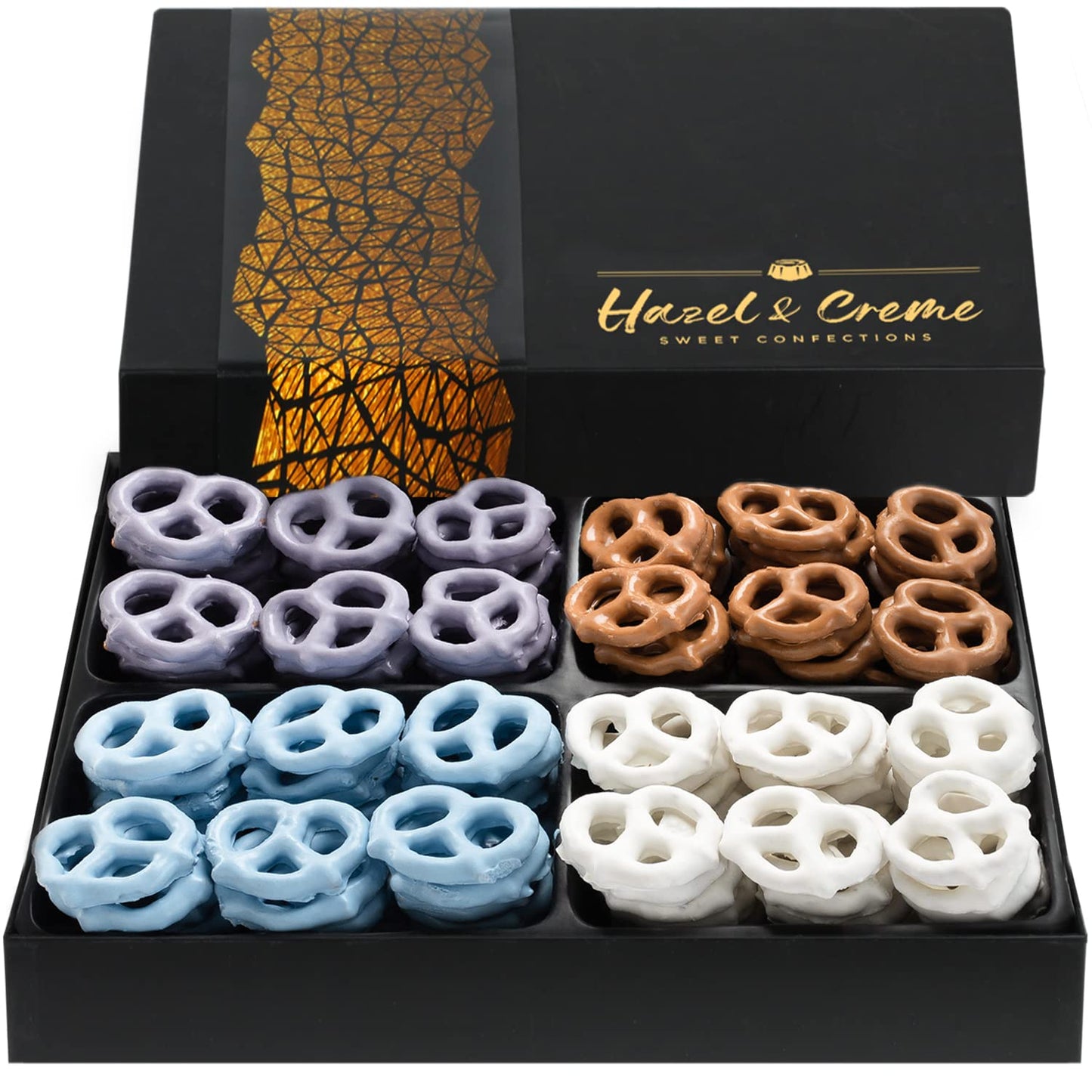 Yogurt Pretzel Gift Basket - 4 Flavors - Gourmet Pretzels Gift Box - Assorted Flavor Present - Thank You  Birthday  Sympathy  Kosher