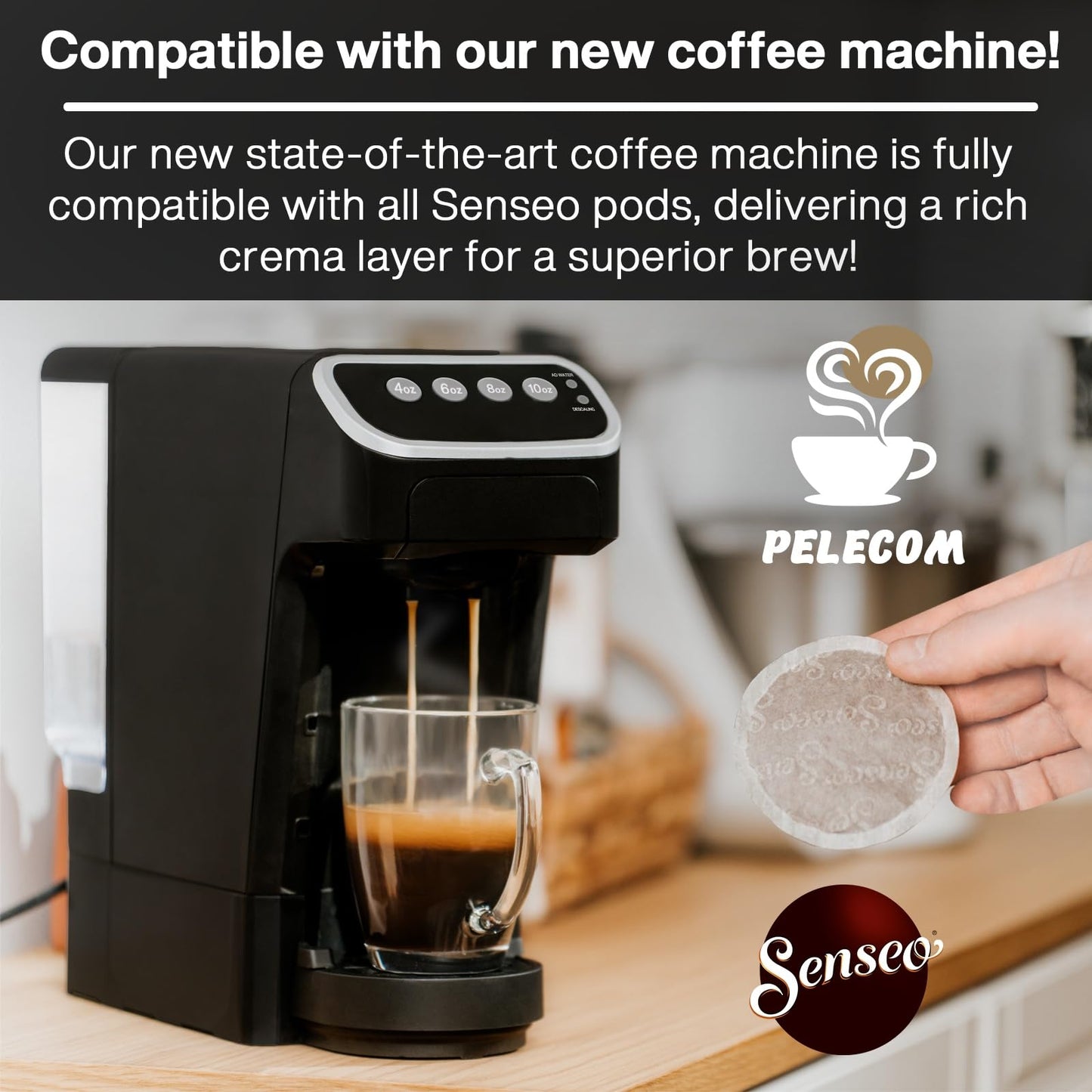 Senseo Decaf Medium Roast Coffee Pods - 240 Count (5 Packs) - Smooth & Balanced Flavor with Rich Crema - Single-Serve Compostable Coffee Pads Compatible with Senseo & PeleCom Machines