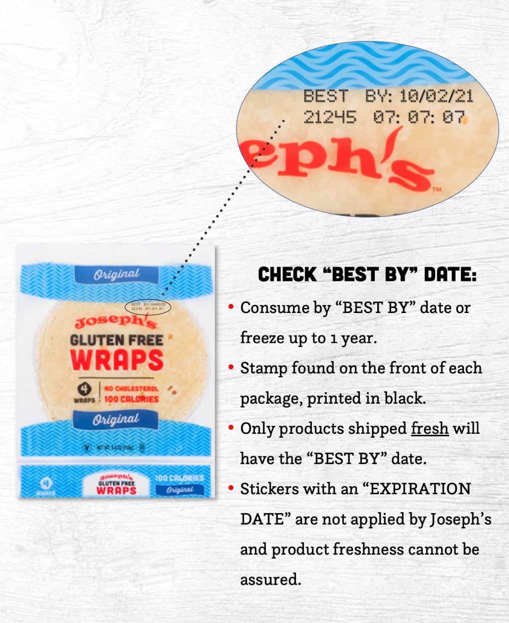 Joseph'S Gluten Free Original Tortilla Wrap Value 3-Bag, No Cholesterol, (4 Per Bag, 12 Wraps Total), Fresh Baked