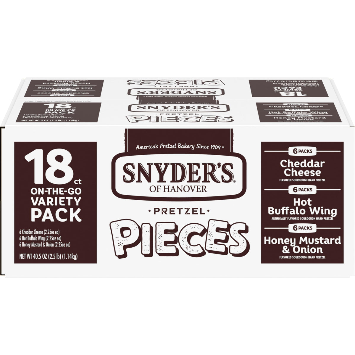Snyders of Hanover Pretzel Pieces, Variety Pack of Pretzels Individual Packs, 2.25 Oz, 18 Ct (Pack of 18)